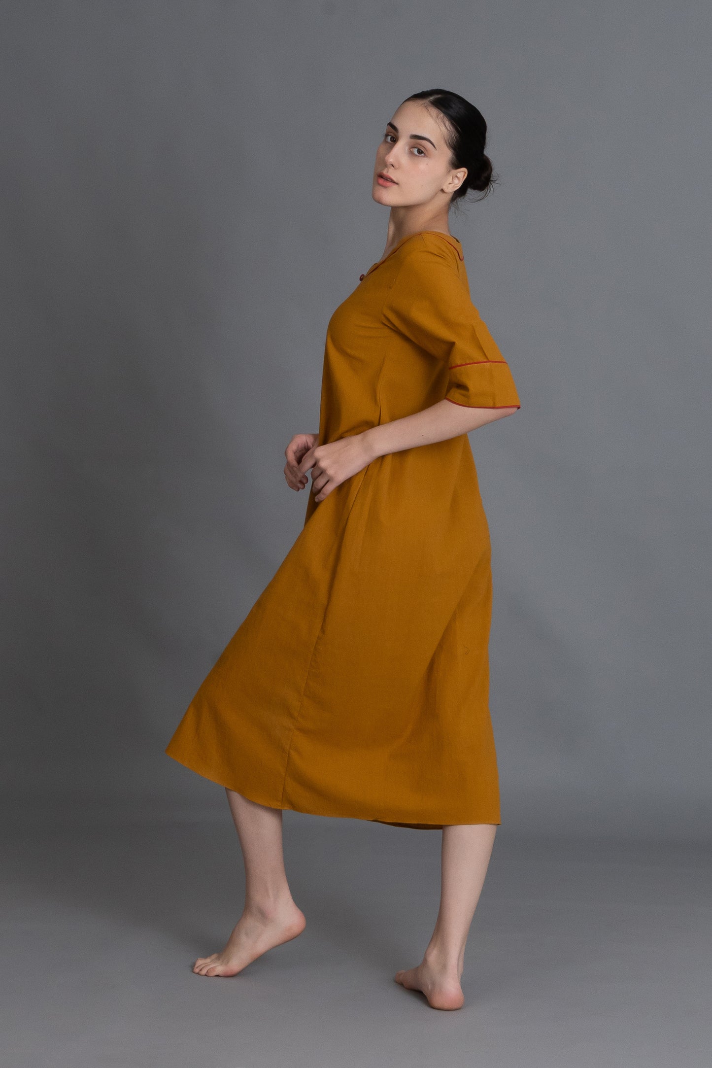 Mustered Round Neck Dress