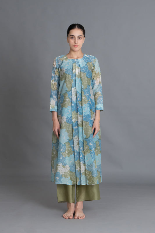 Ocean Blue Floral Print Dress Co-ord