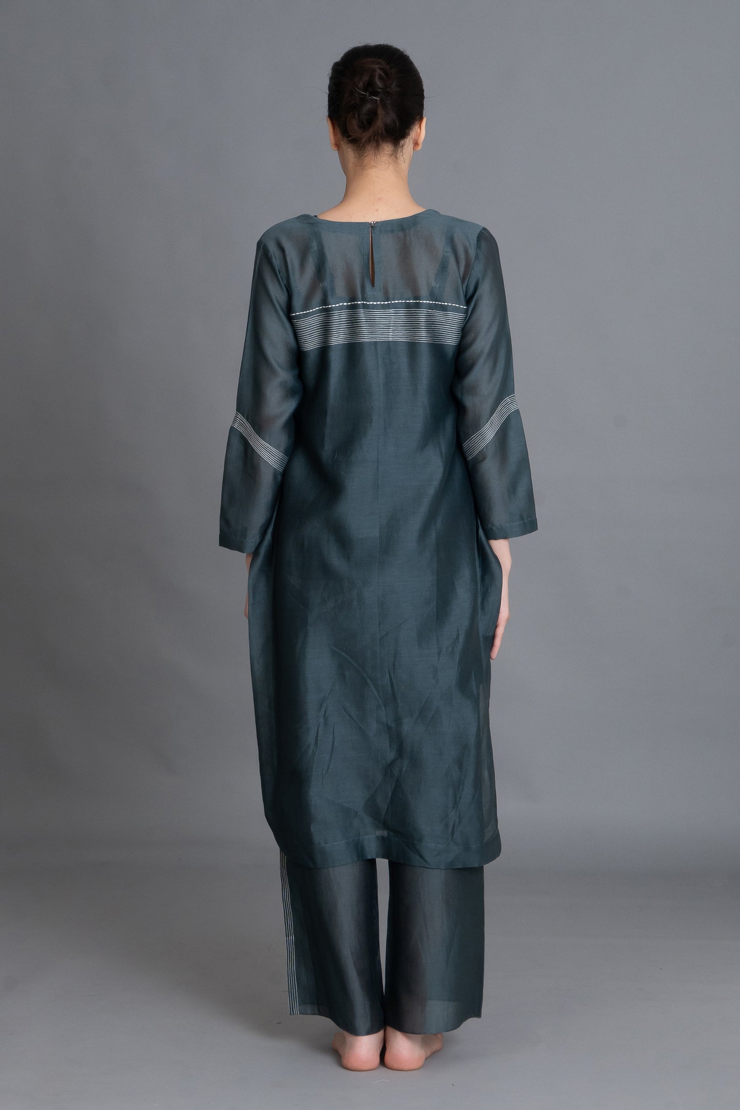 E-Mint Embroidery Dress Co-ord with Scraff