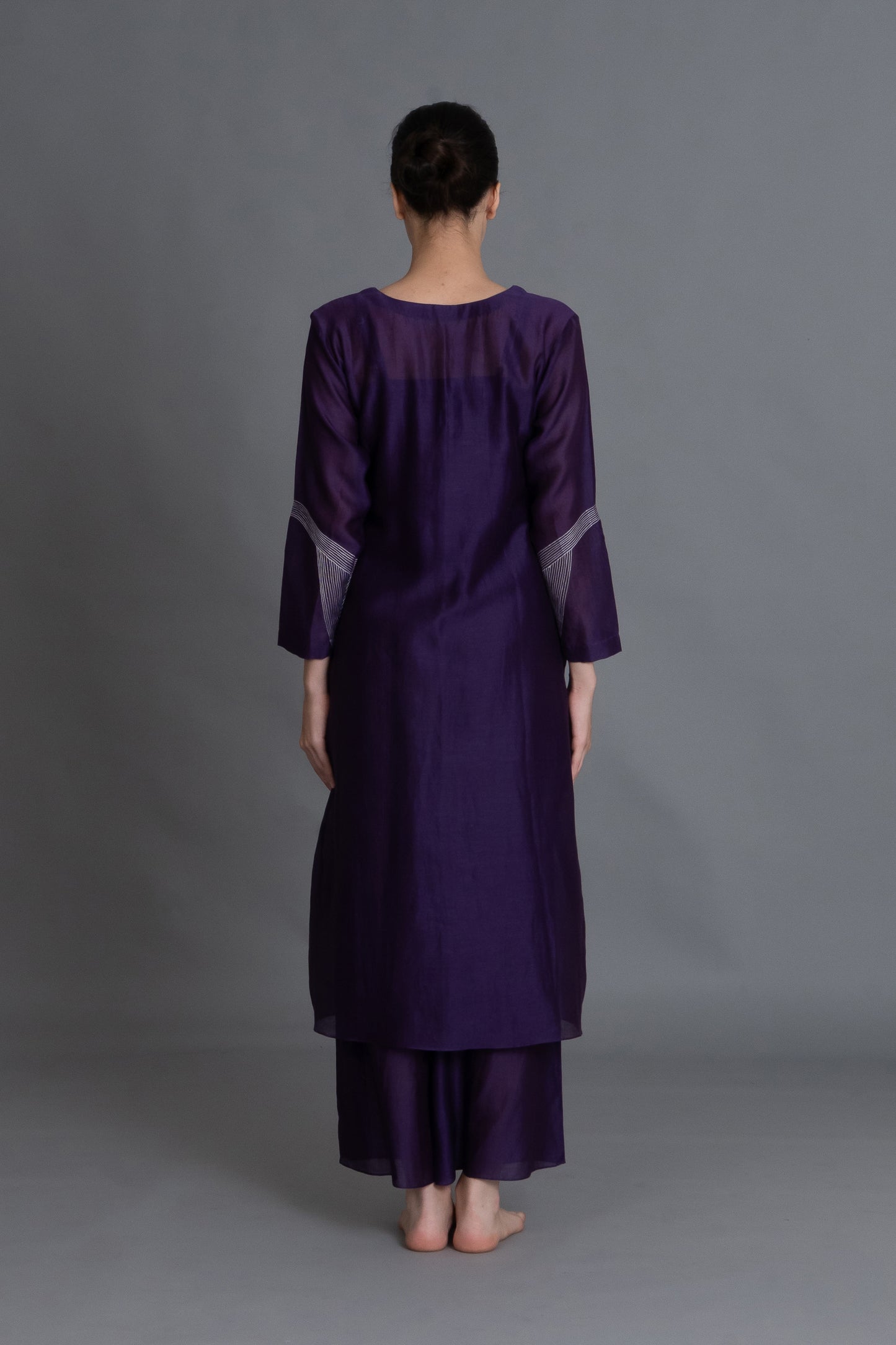 Purple Embroidered Dress Co-ord