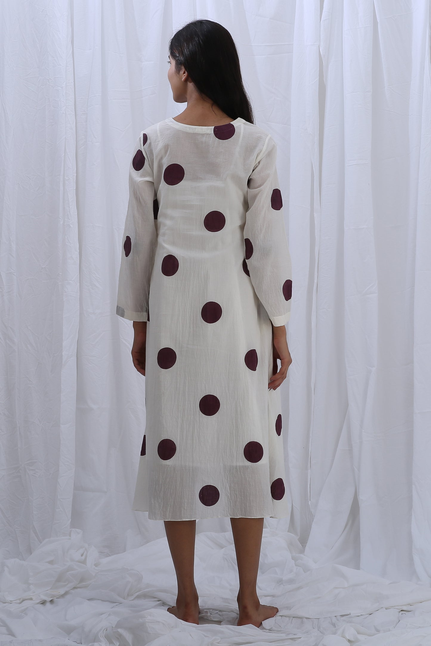 Berry polka round neck Dress