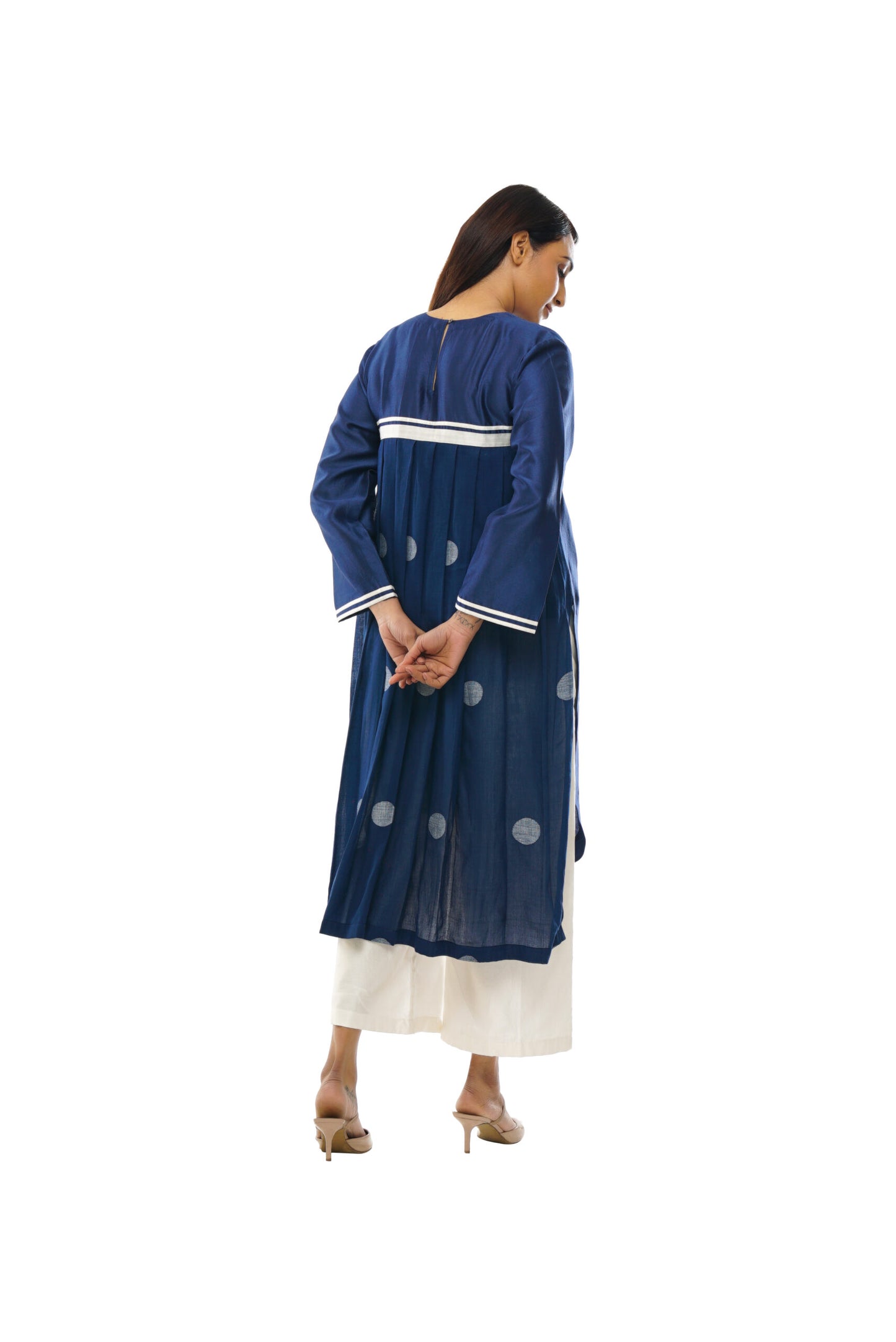 Navy blue round neck kurta co-ord