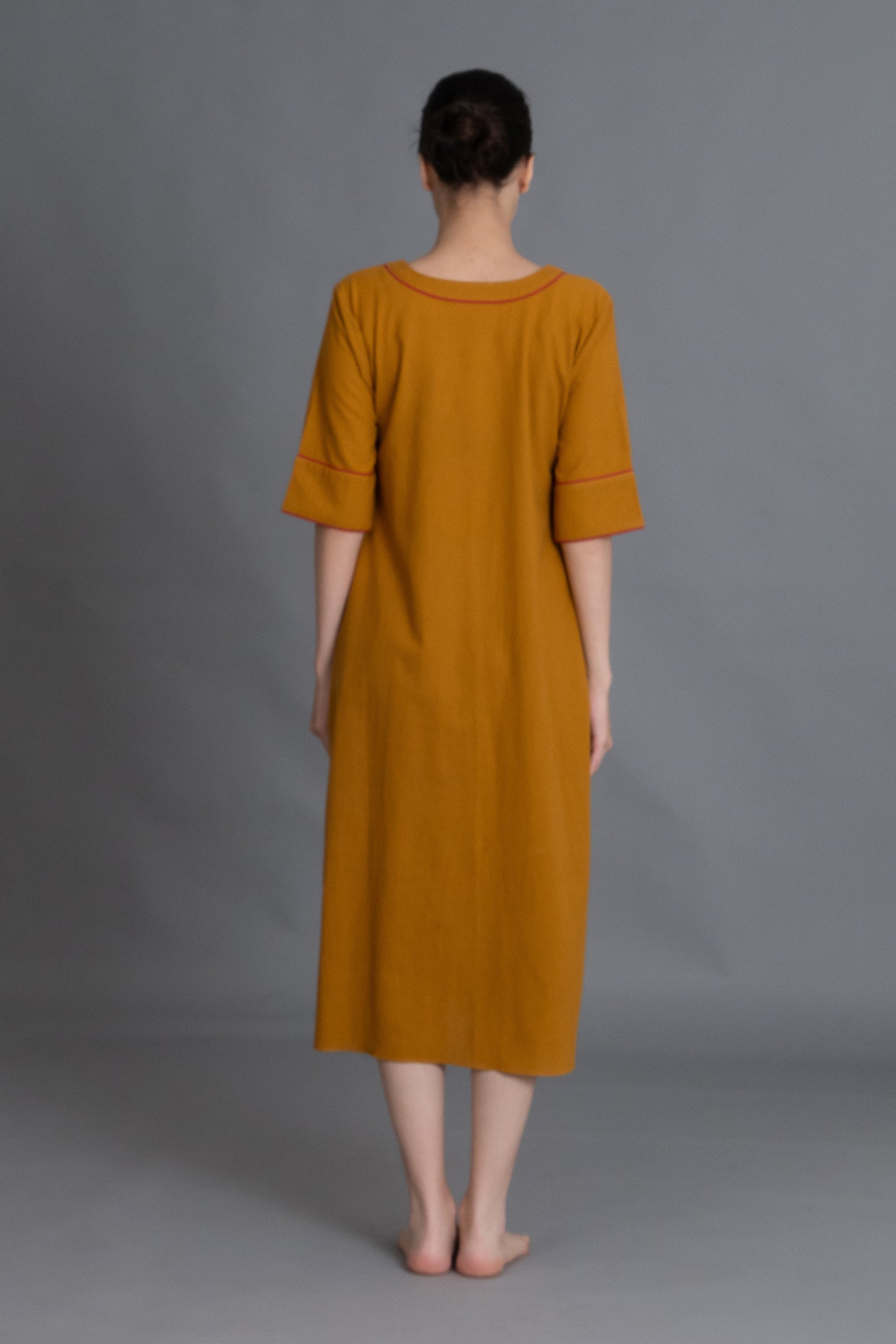 Mustered Round Neck Dress