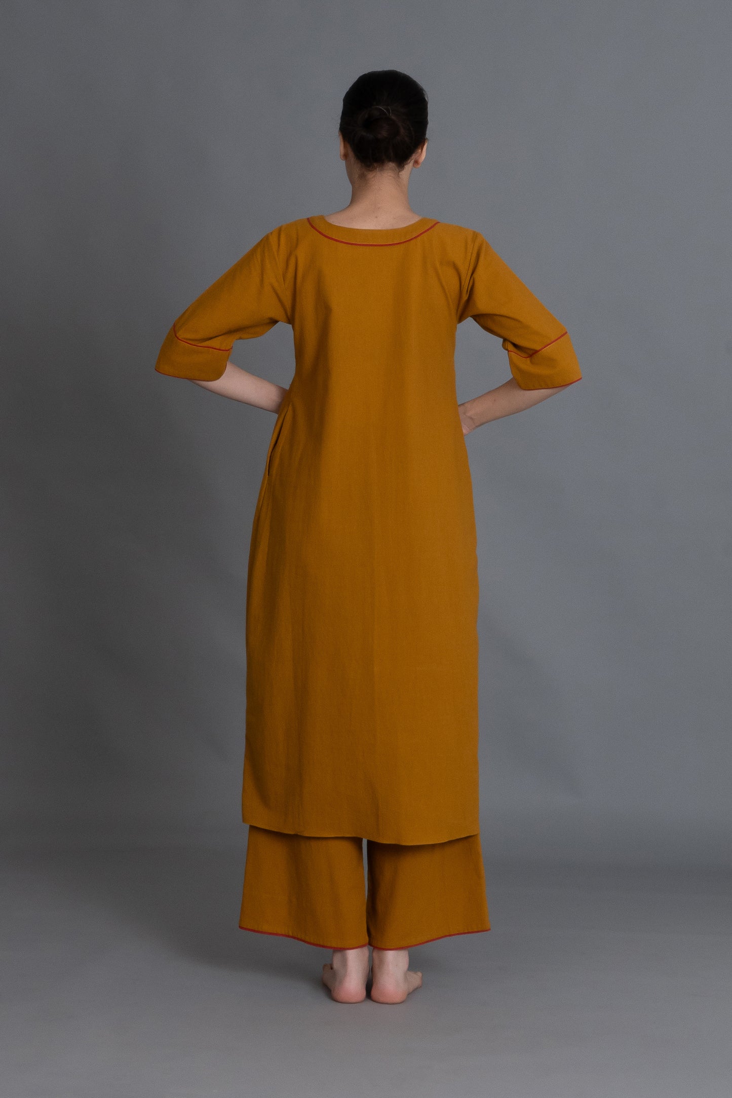 Mustered Round Neck Dress Co-ord