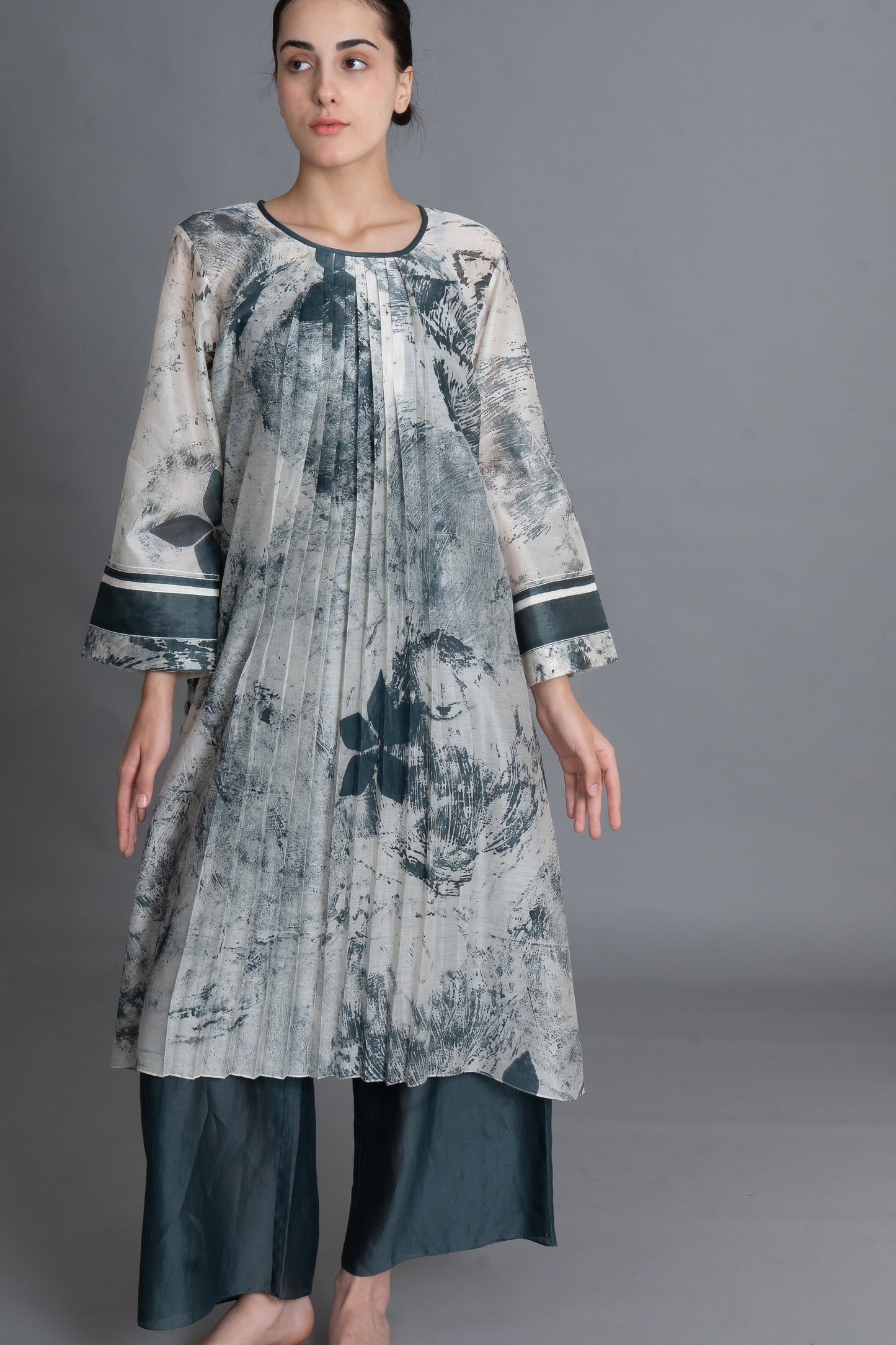 Mint Texture Print Dress Co-ord