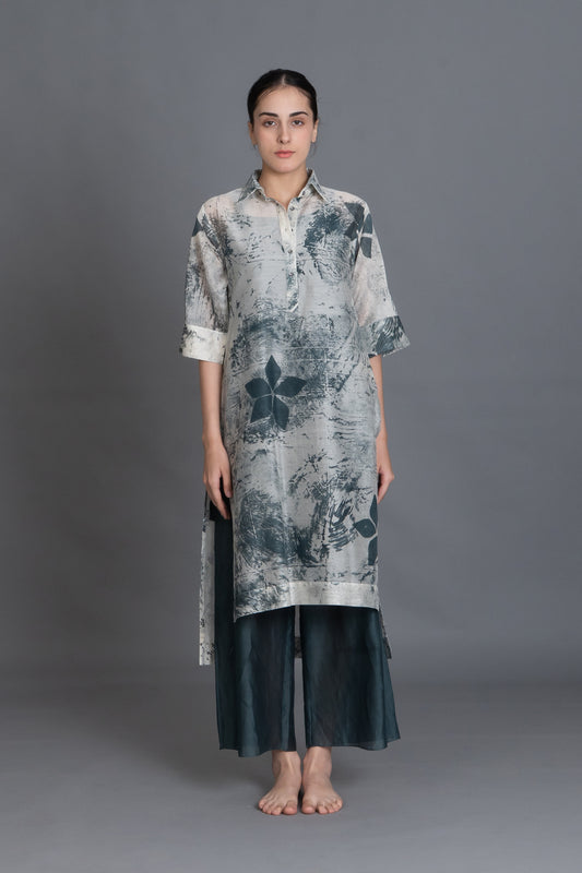 Mint Texture Long Shirt Co-ord