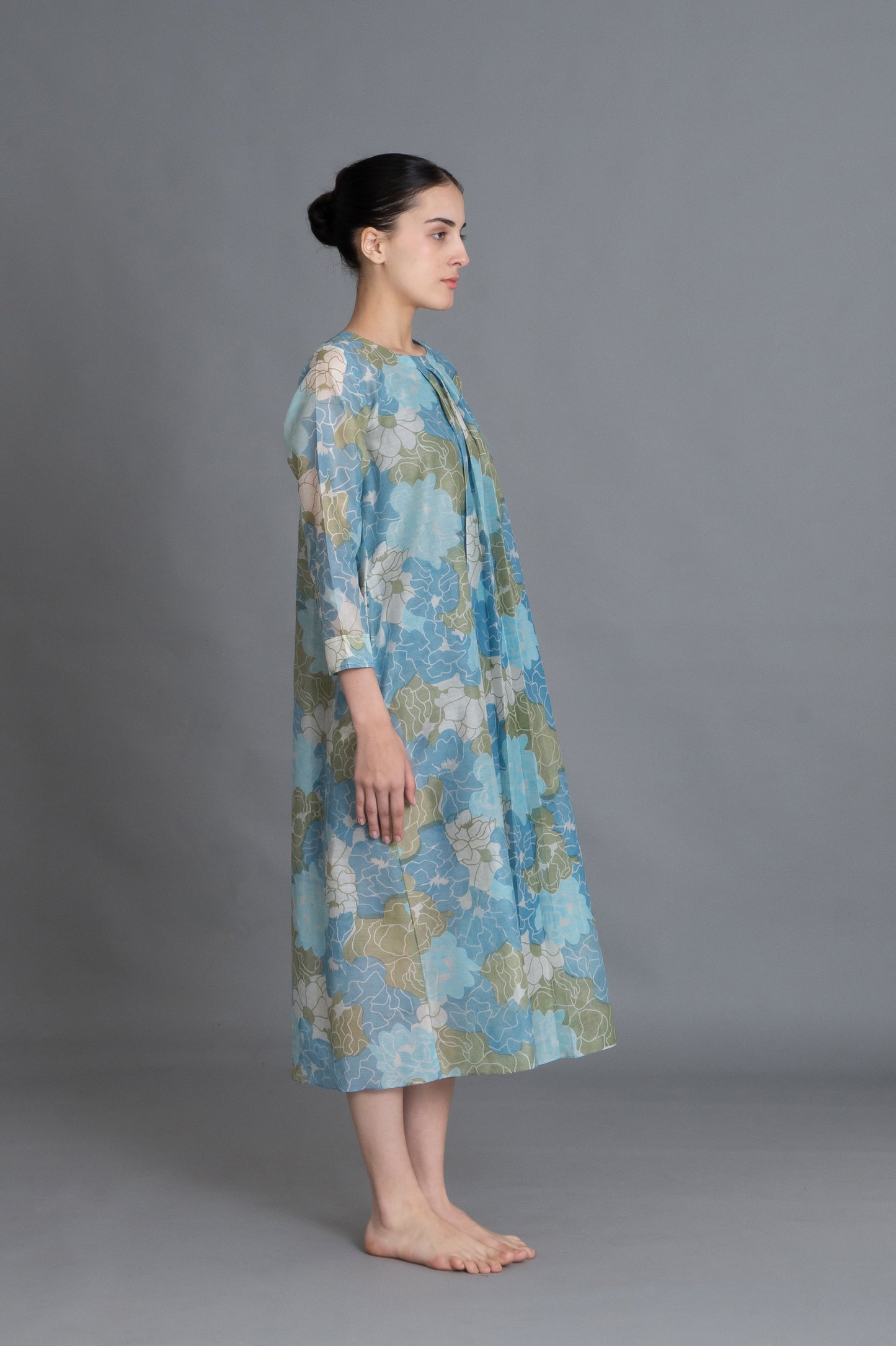 Ocean Blue Floral Print Dress