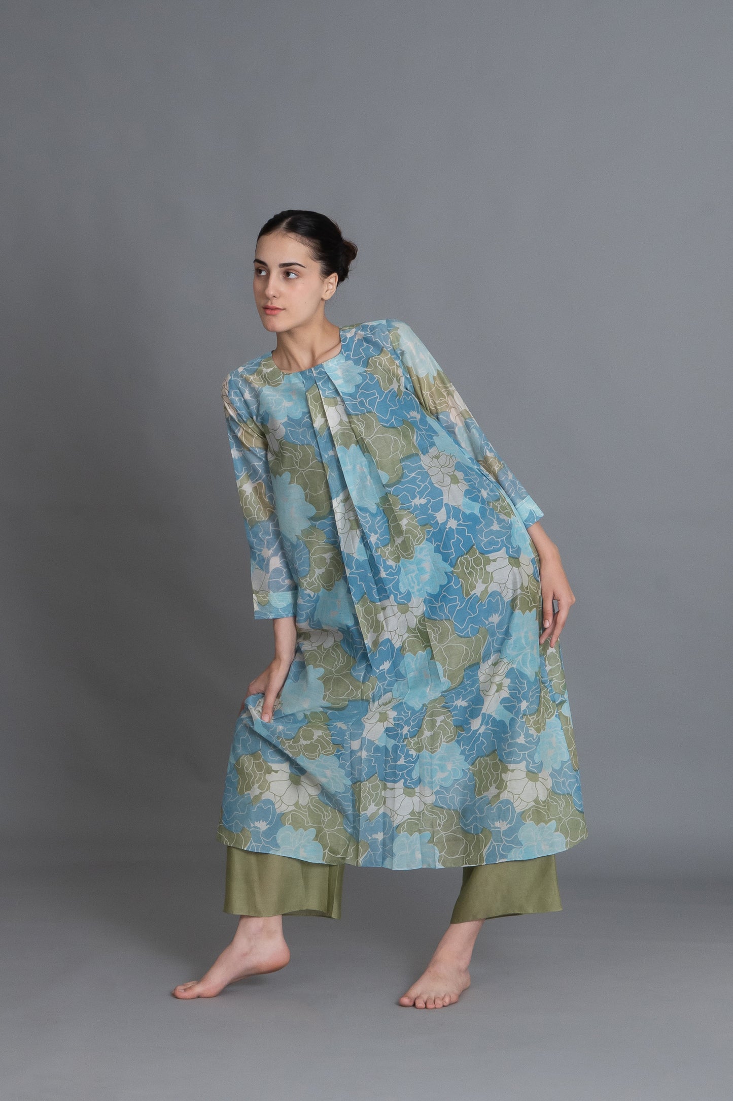 Ocean Blue Floral Print Dress Co-ord