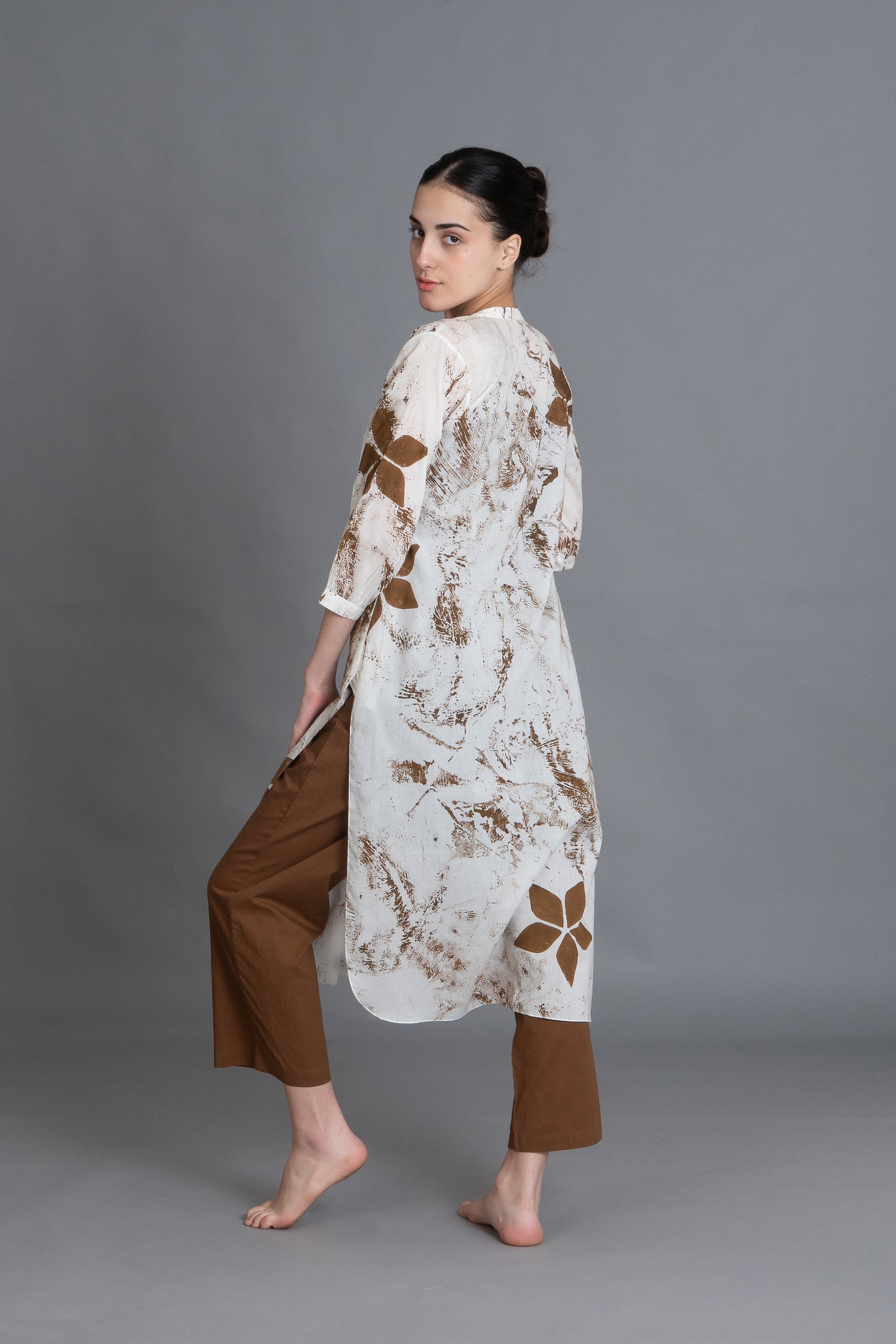 Earthy Brown Print Dress Co-ord