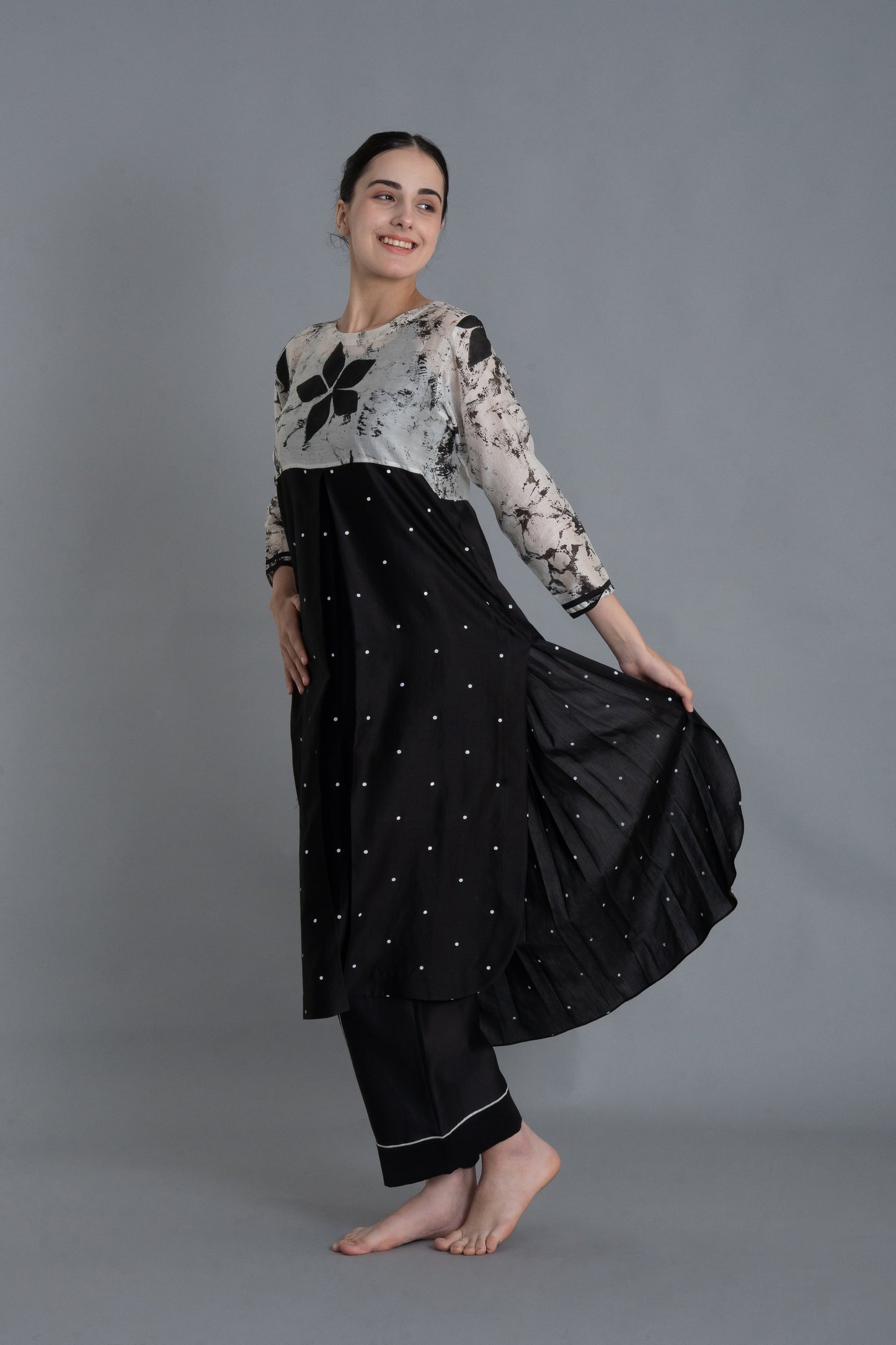 E-Mint Embroidery Dress Co-ord with Scraff