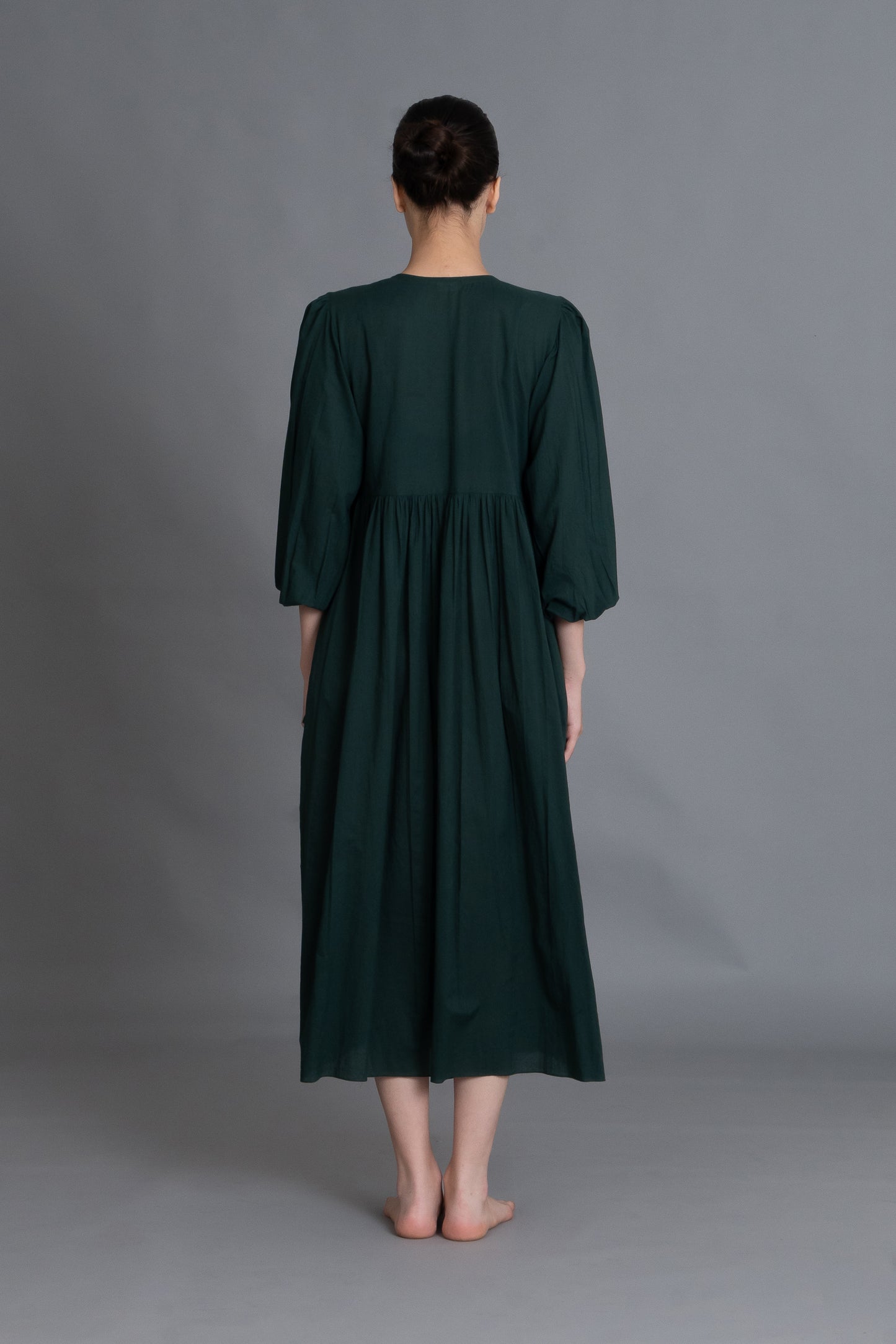 Forest Green Hand-Smocked Dress