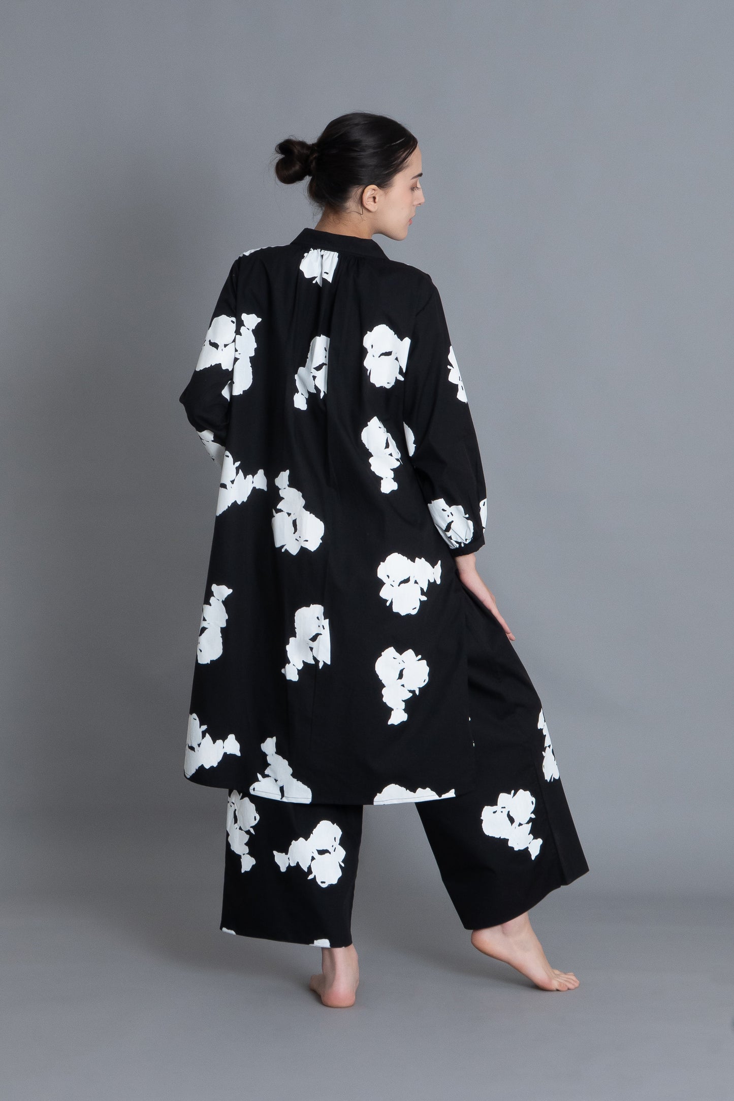 Black Floral Printed Dress Co-ord