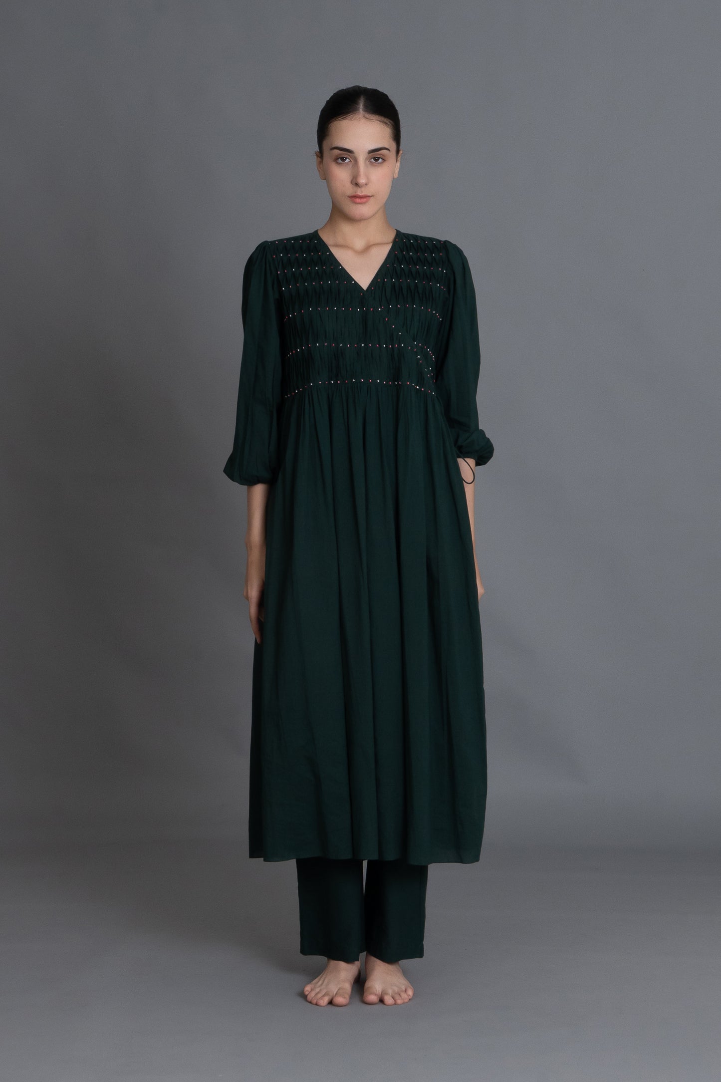 Forest Green Hand-Smocked Dress Co-ord