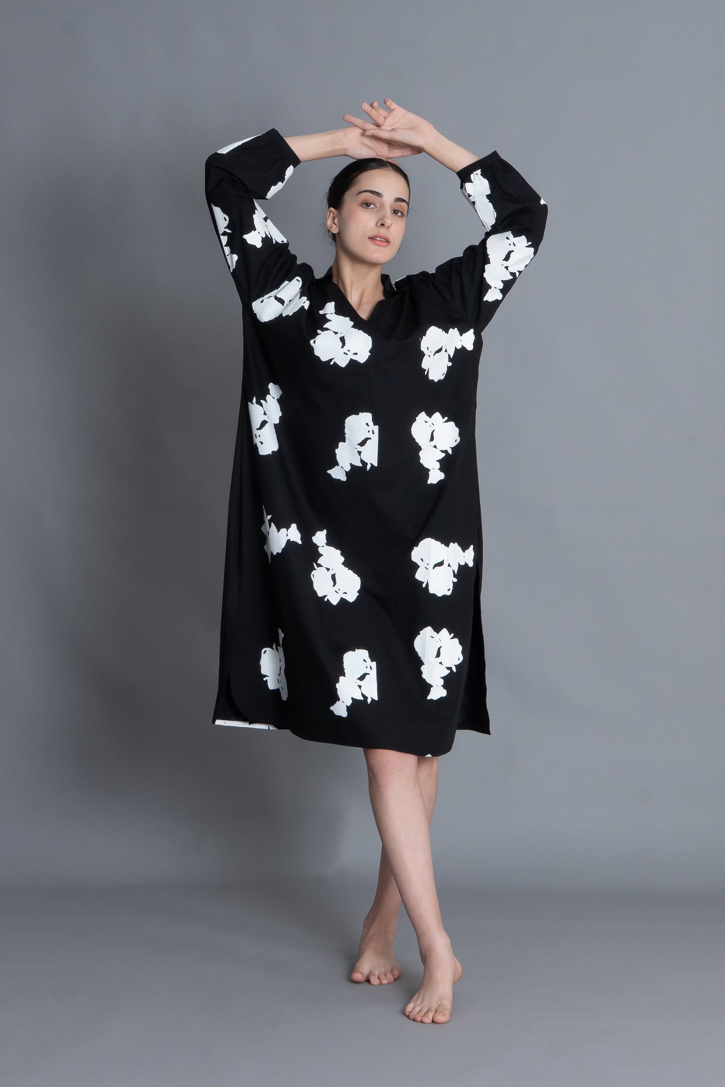 Black Floral Printed Dress