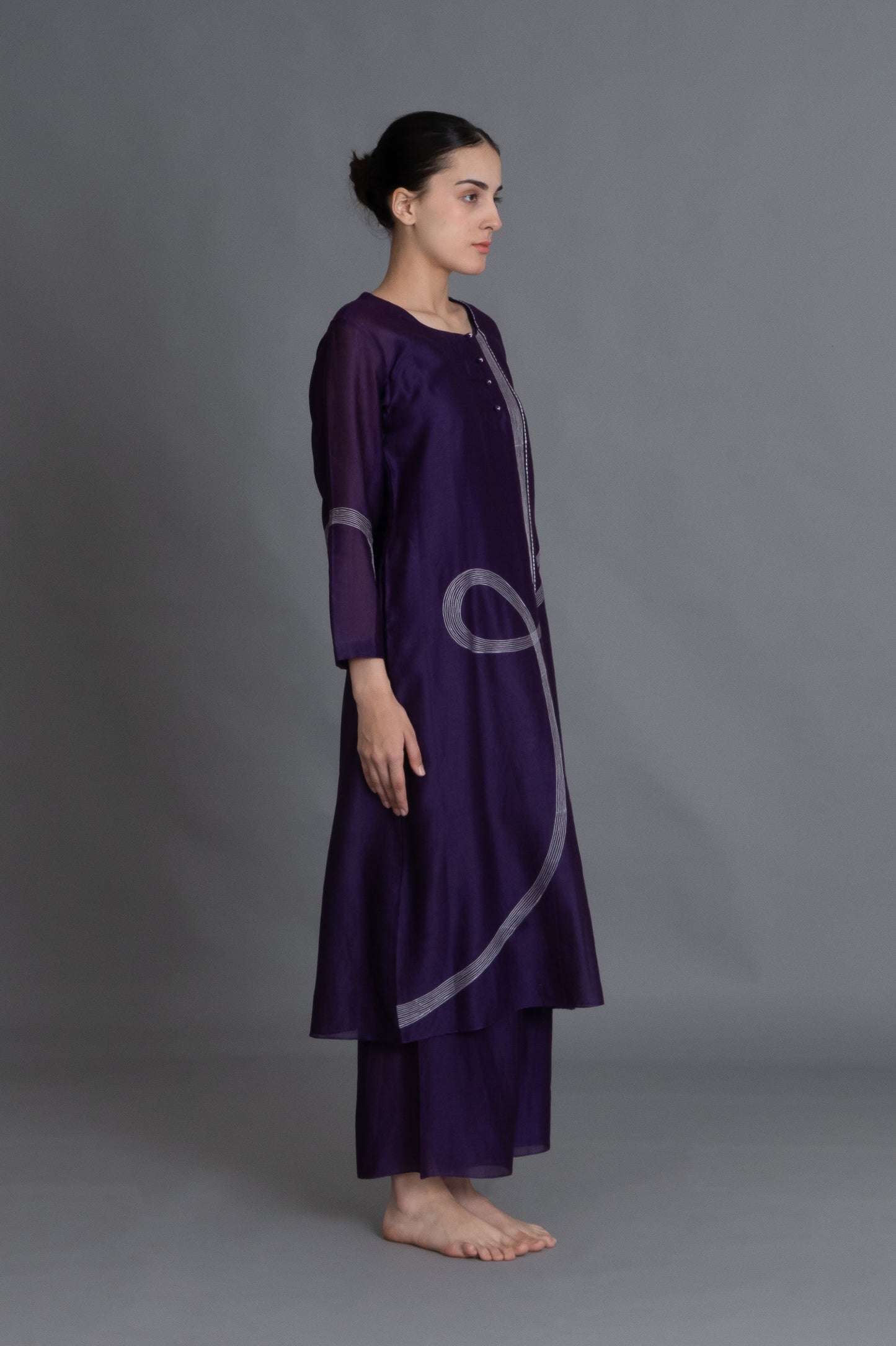 Purple Embroidered Dress Co-ord