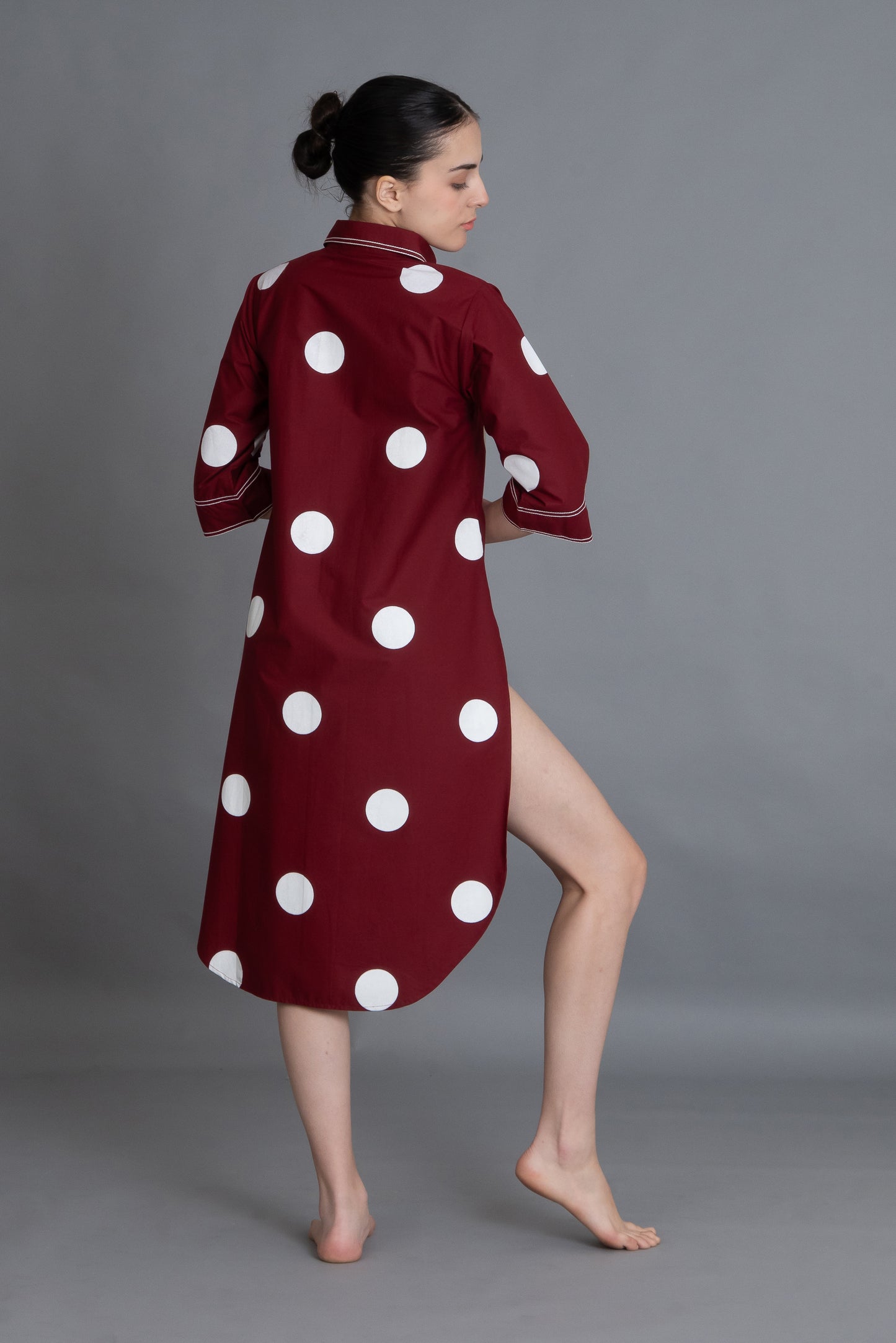 Crimson Embroidered Polka Shirt