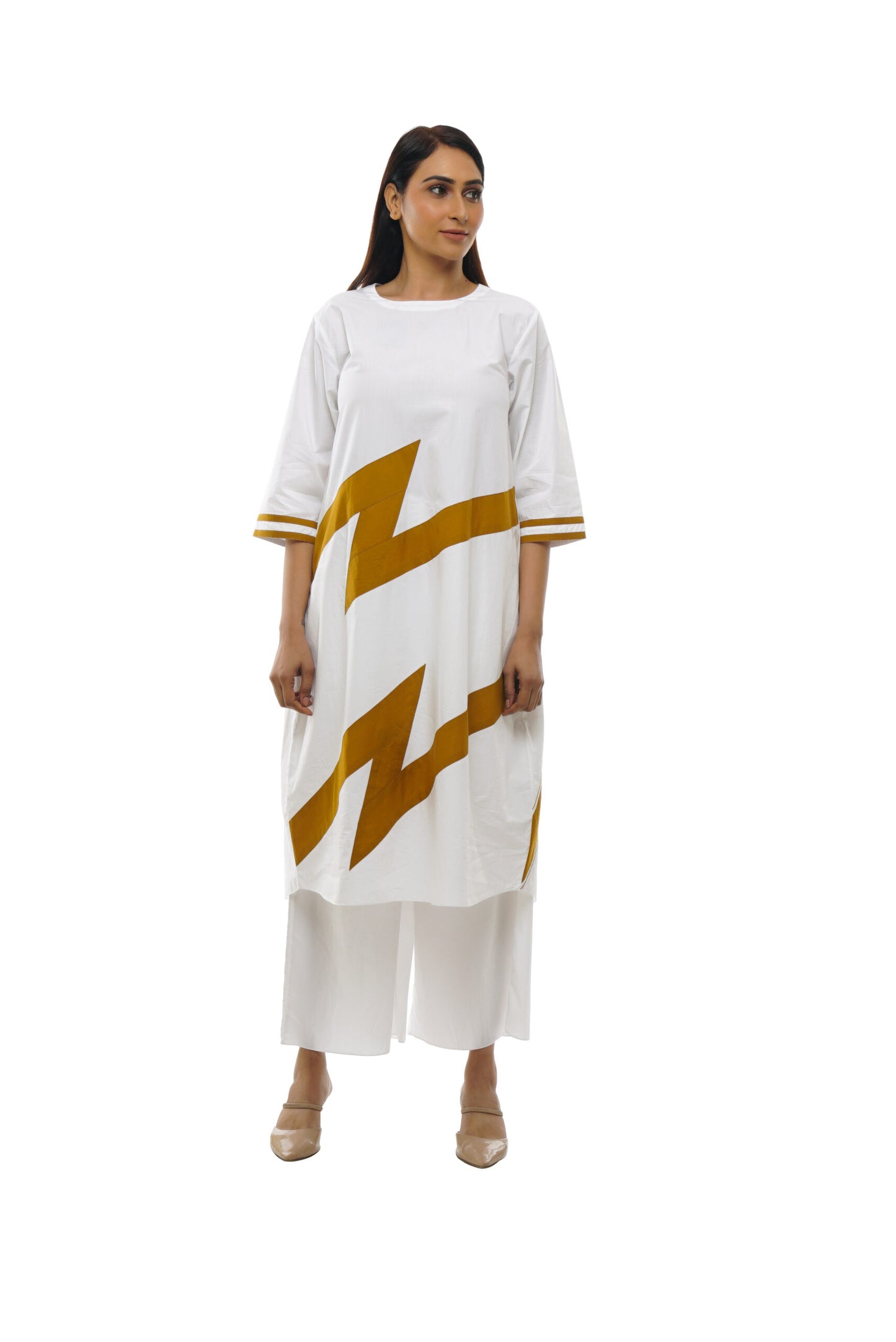 Bright white Z Shape kurta co-Ord