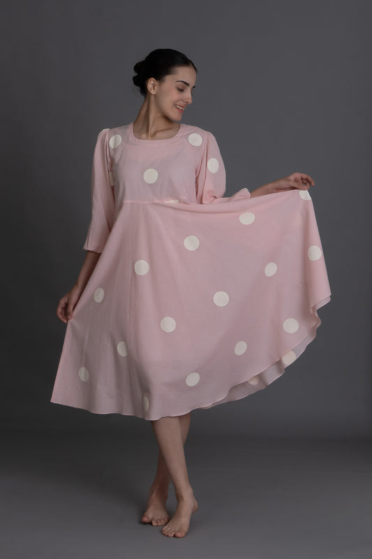 Pastel pink polka Dress