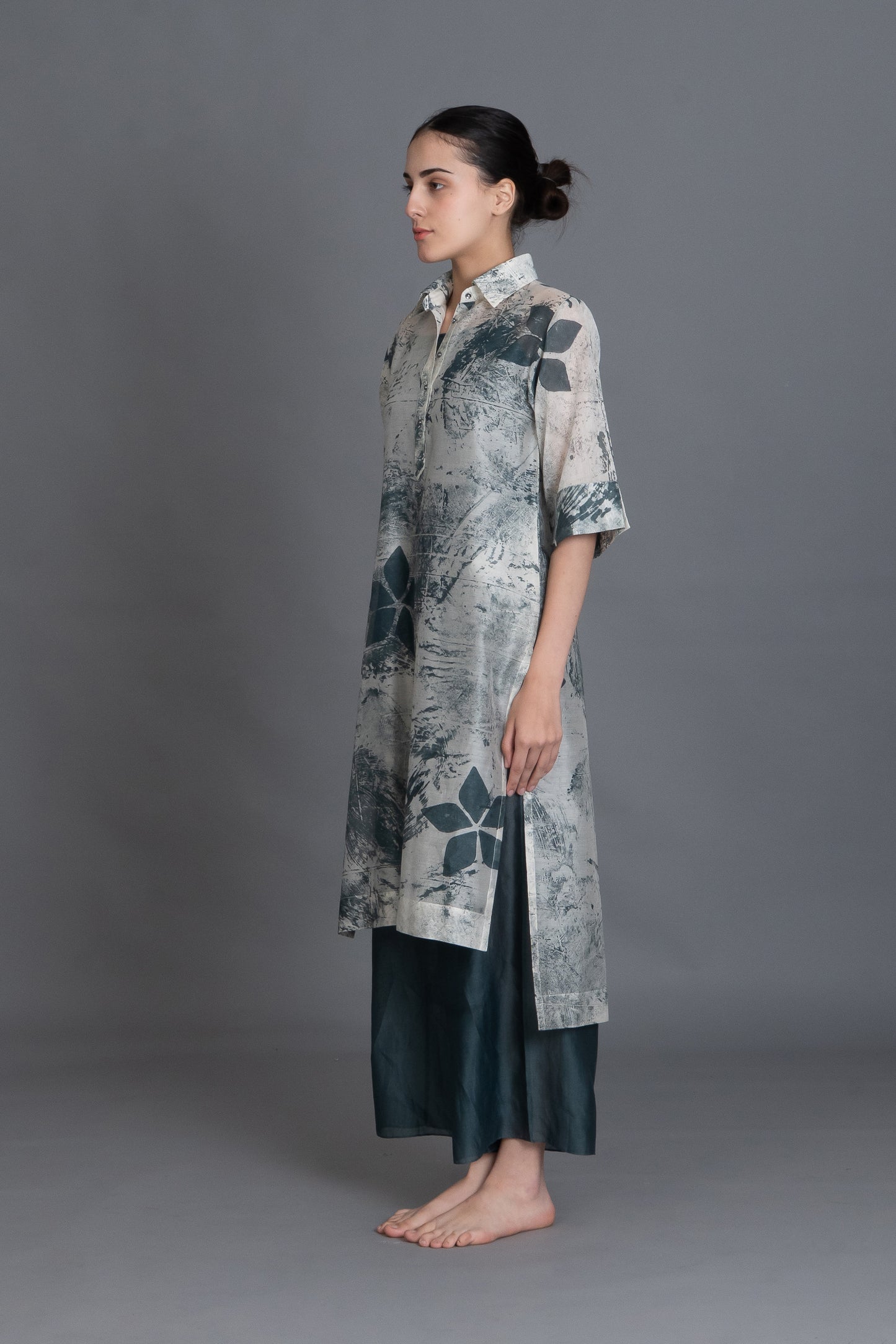 Mint Texture Long Shirt Co-ord