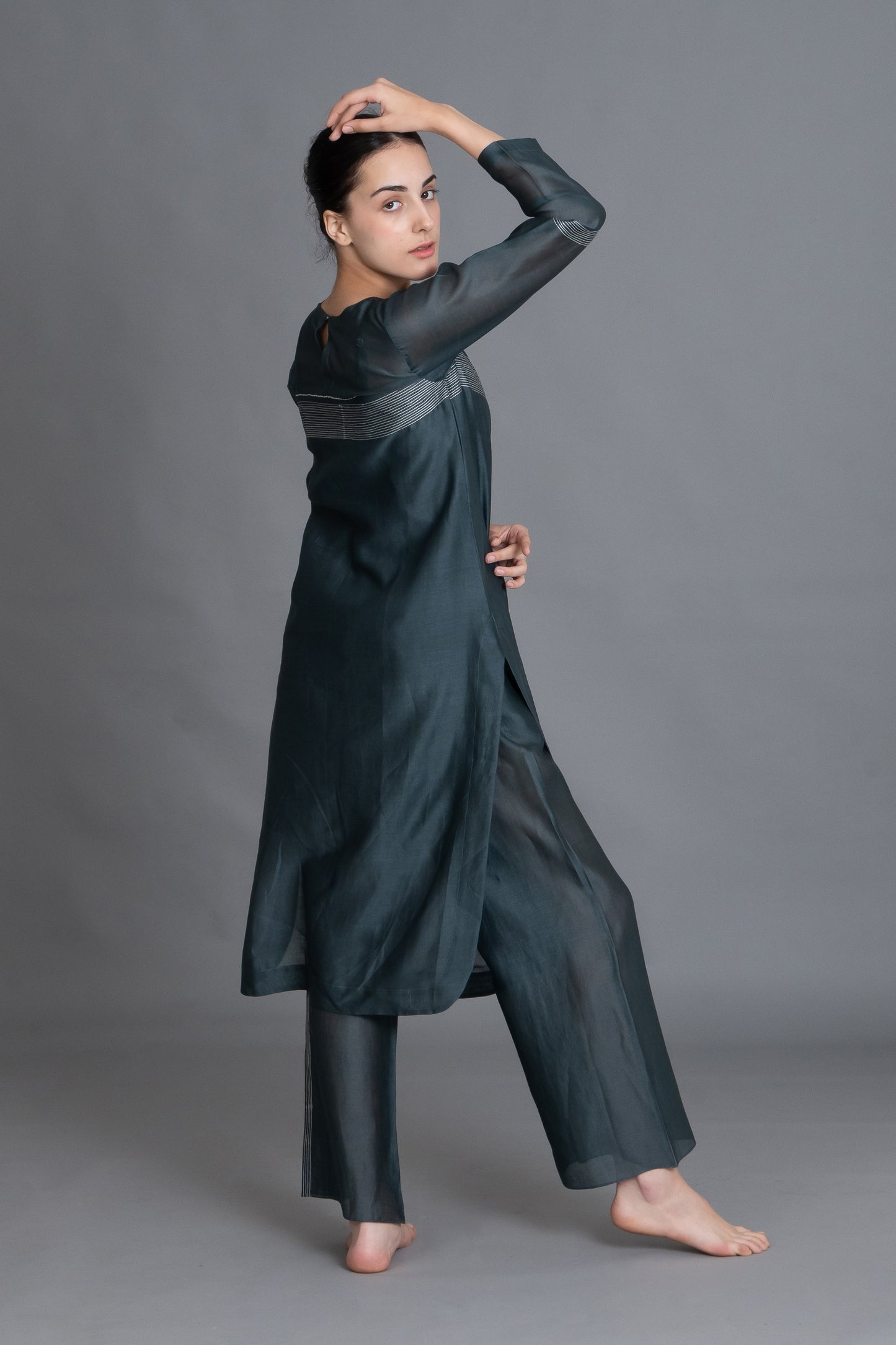 E-Mint Embroidery Dress Co-ord with Scraff