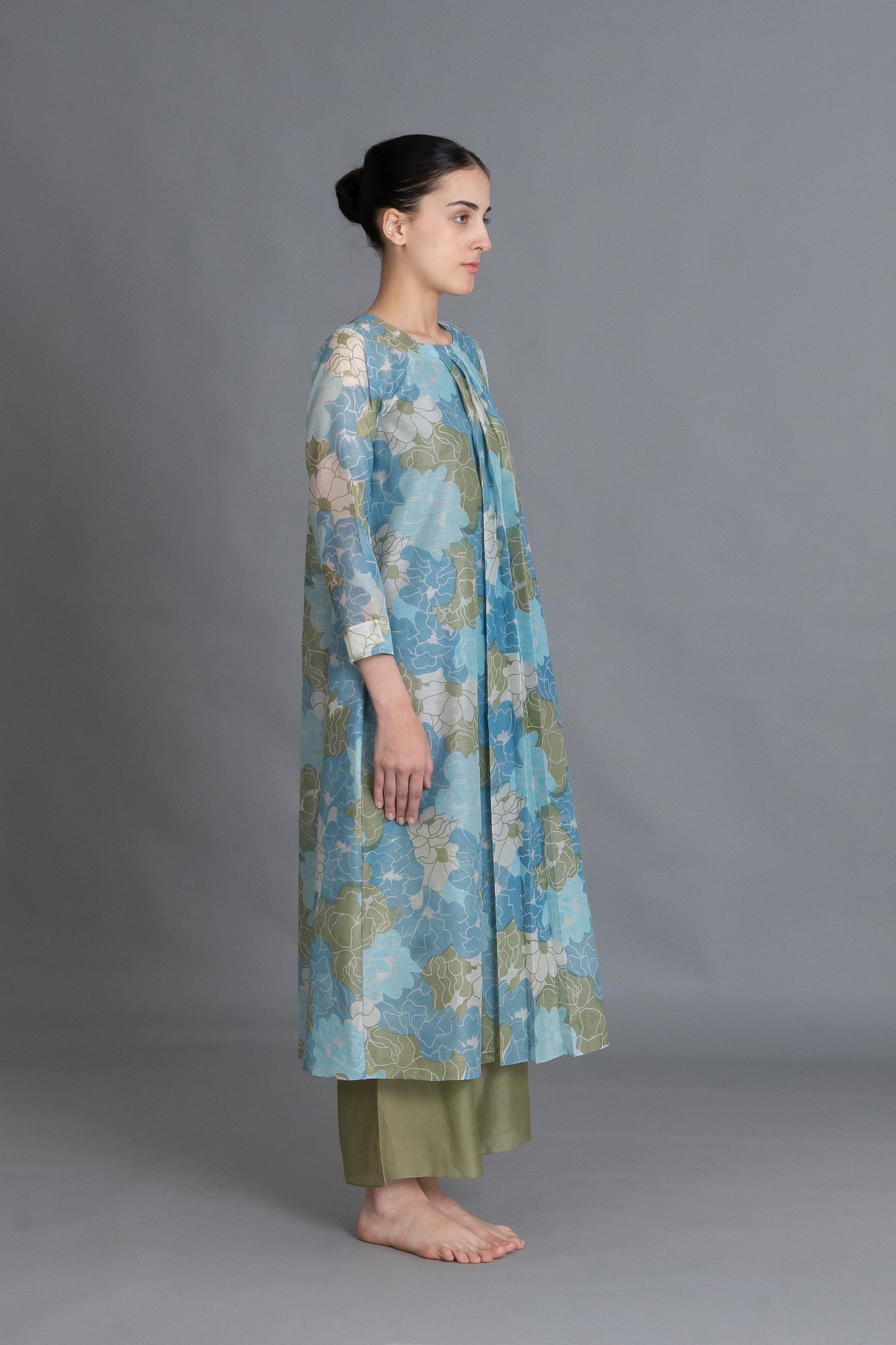 Ocean Blue Floral Print Dress Co-ord