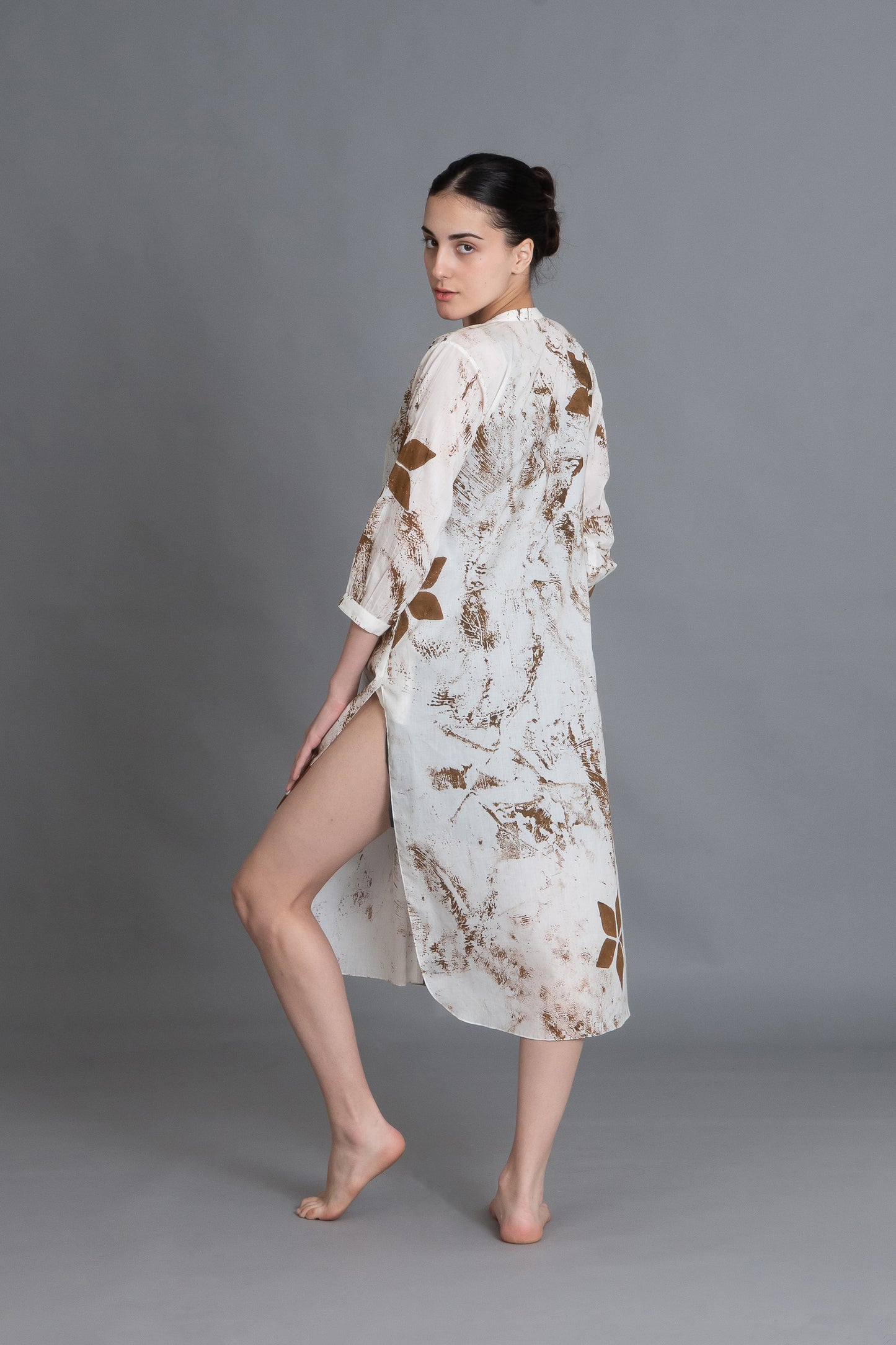 Earthy Brown Print Dress