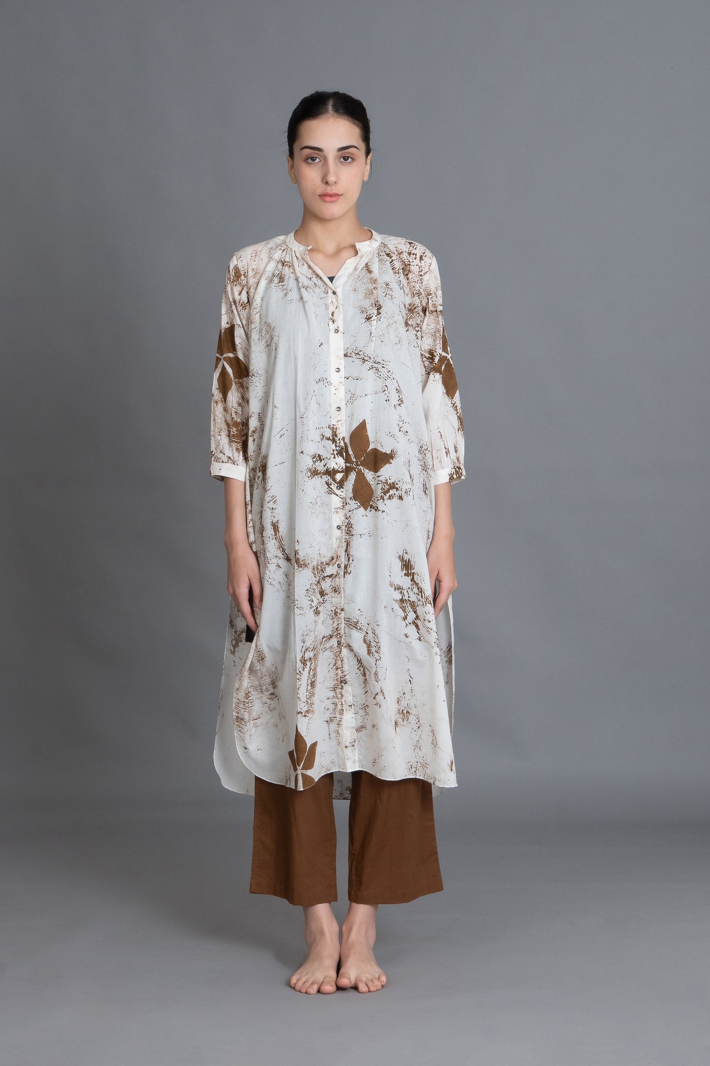 Earthy Brown Print Dress Co-ord