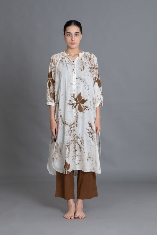 Earthy Brown Print Dress Co-ord