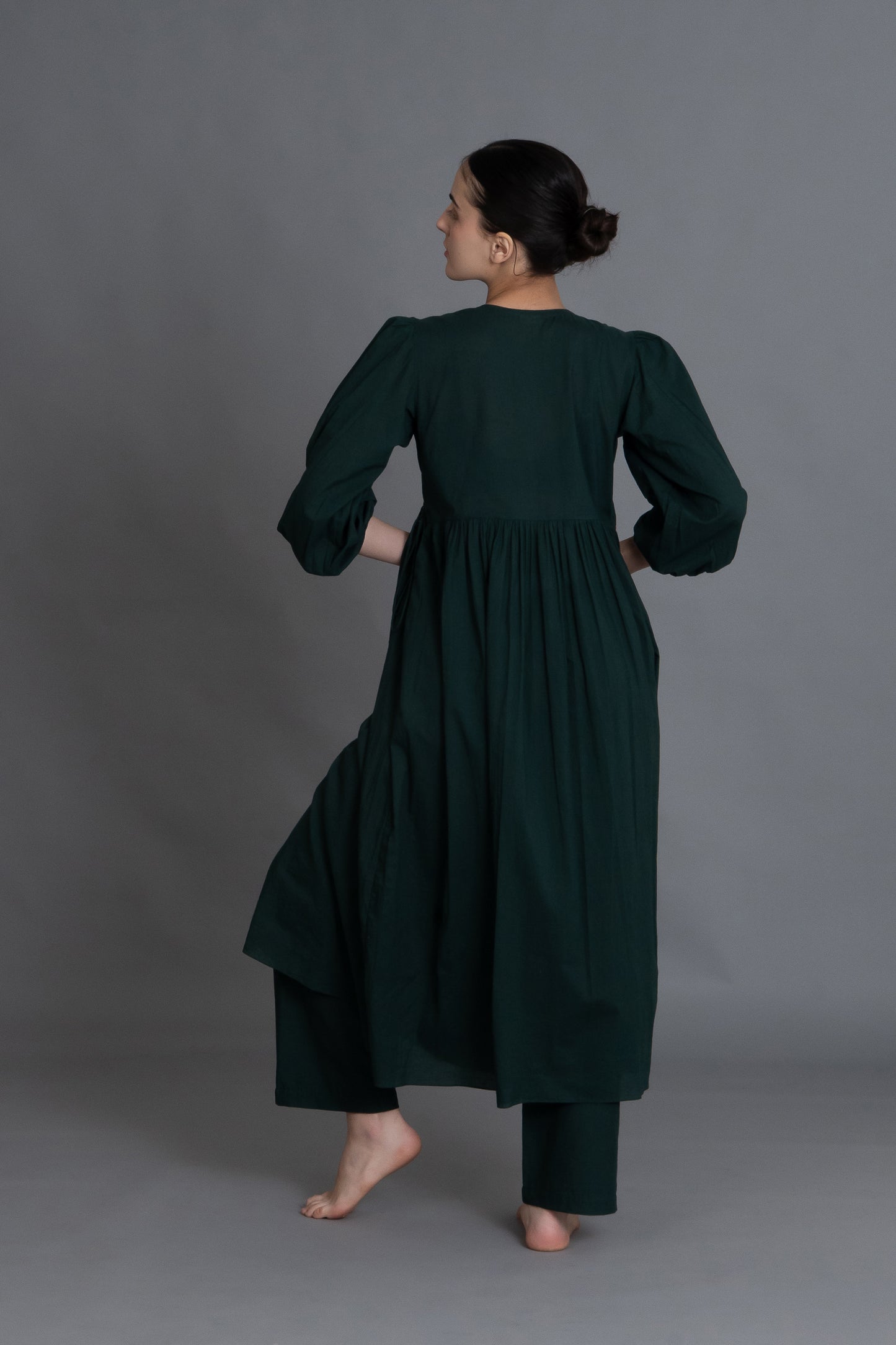 Forest Green Hand-Smocked Dress Co-ord