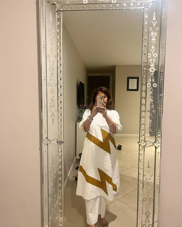 Bright white Z Shape kurta co-Ord