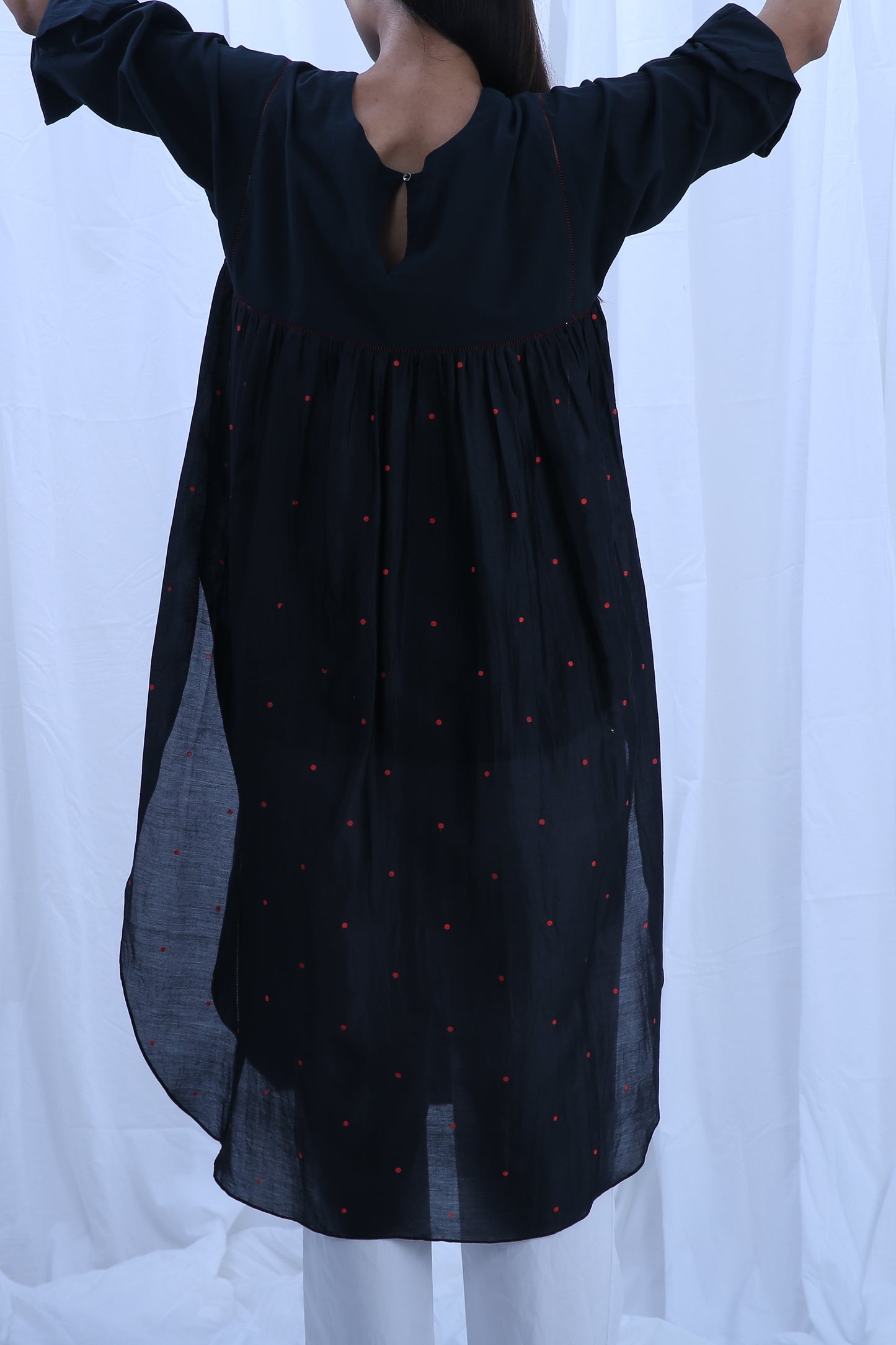 Black Red Dot round neck Dress Co-ord