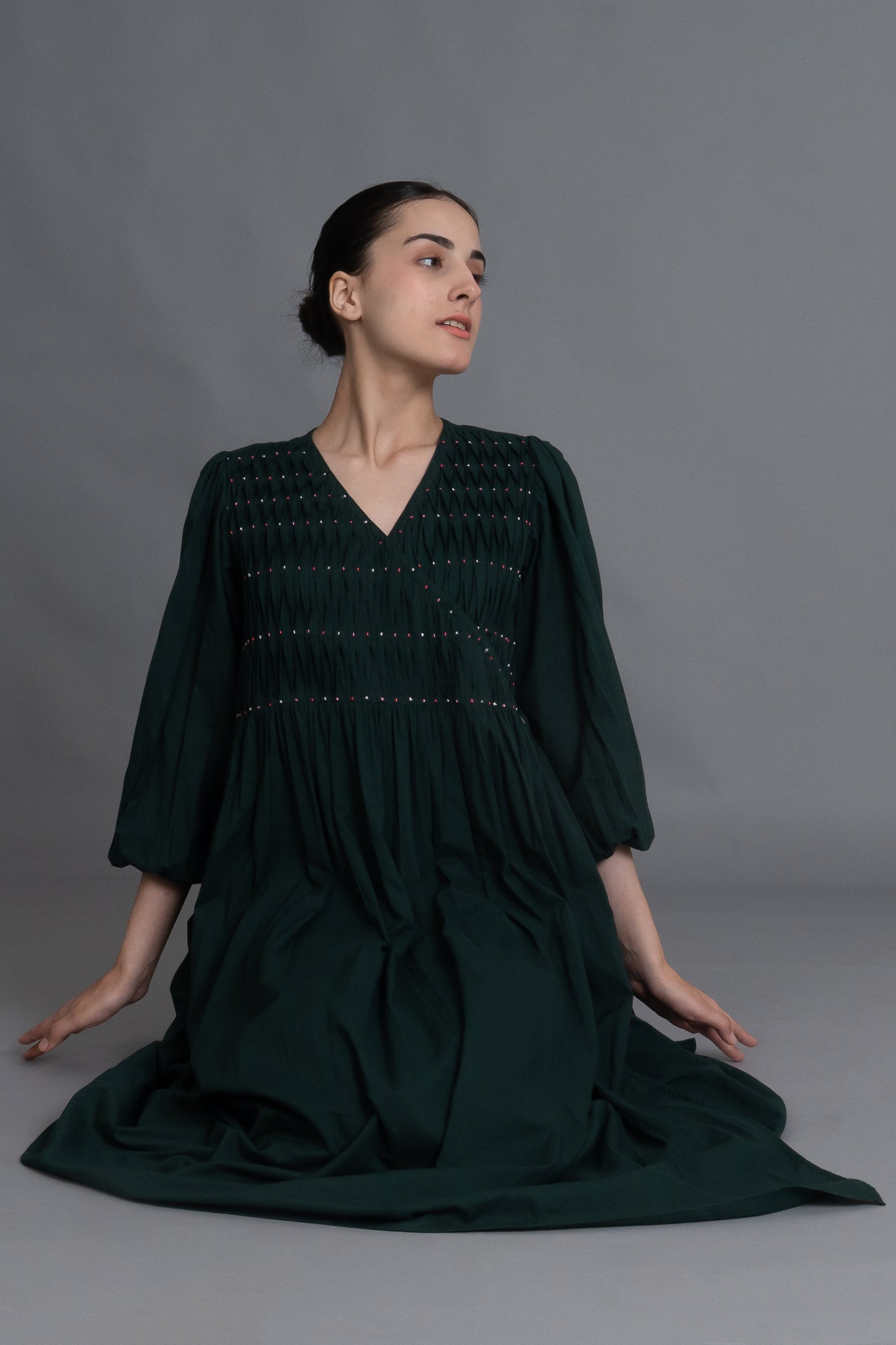 Forest Green Hand-Smocked Dress Co-ord