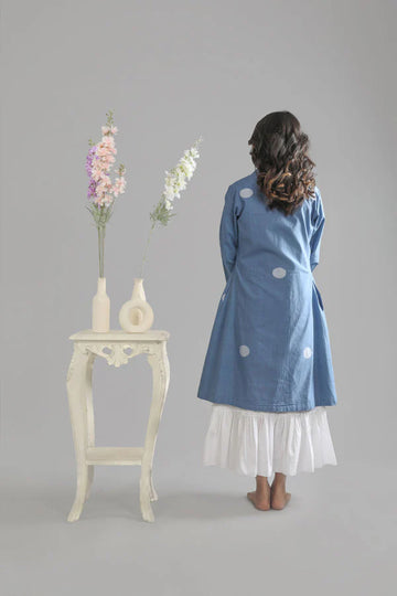 French blue Jacket Bottom frill dress – Khat Clothing