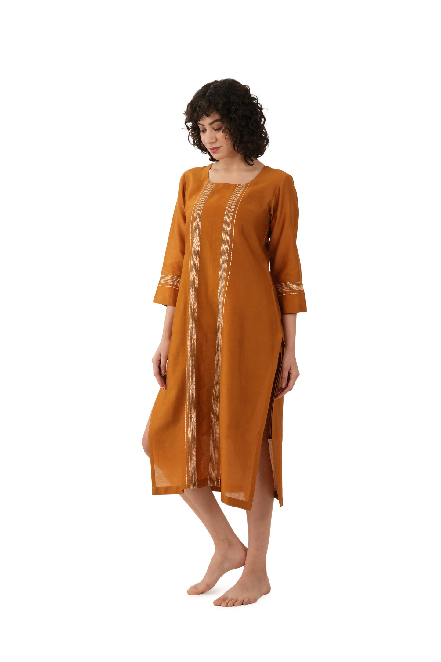 RUST EMBROIDERY DRESS
