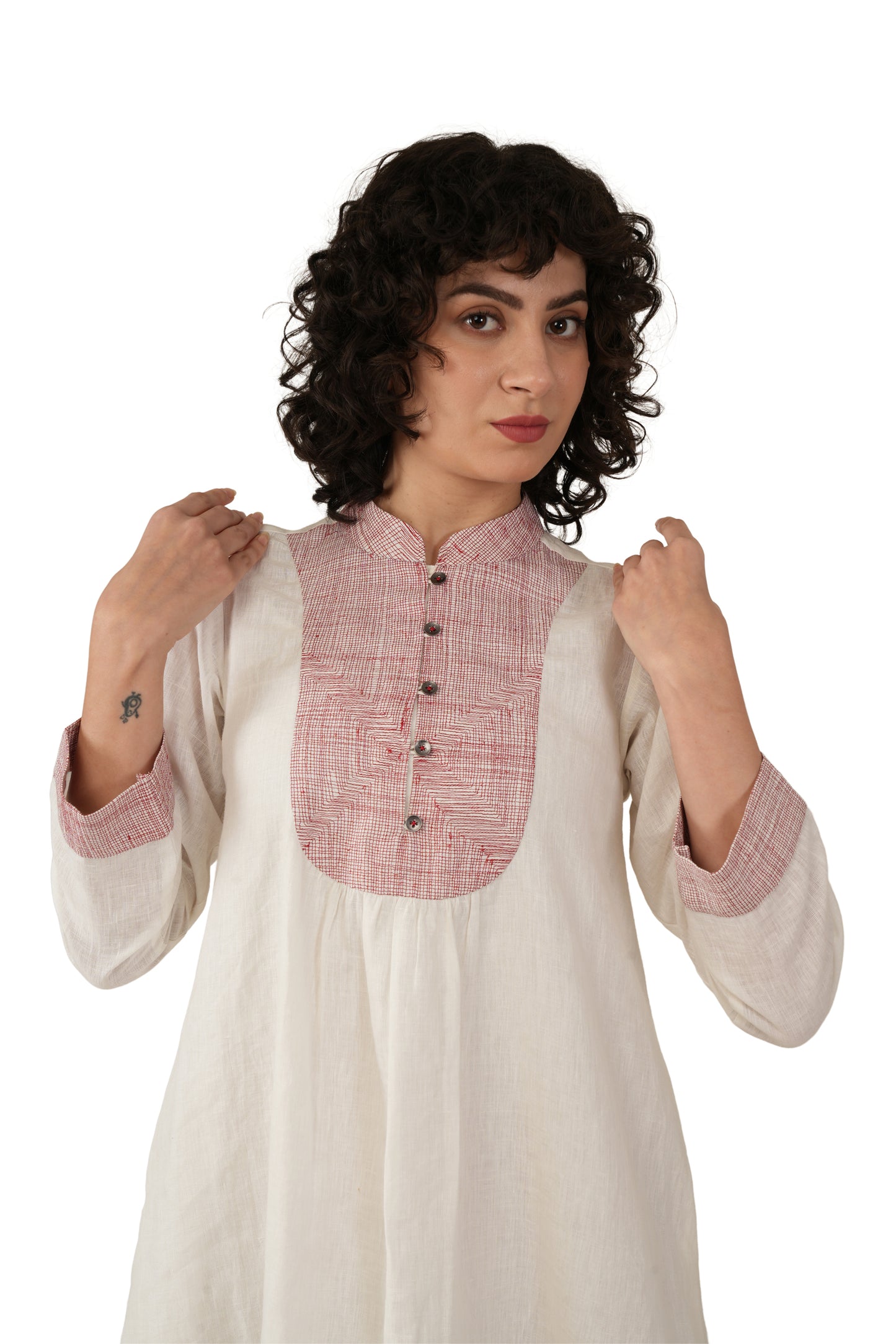 Rough Embroidery Linen Dress Co-ord