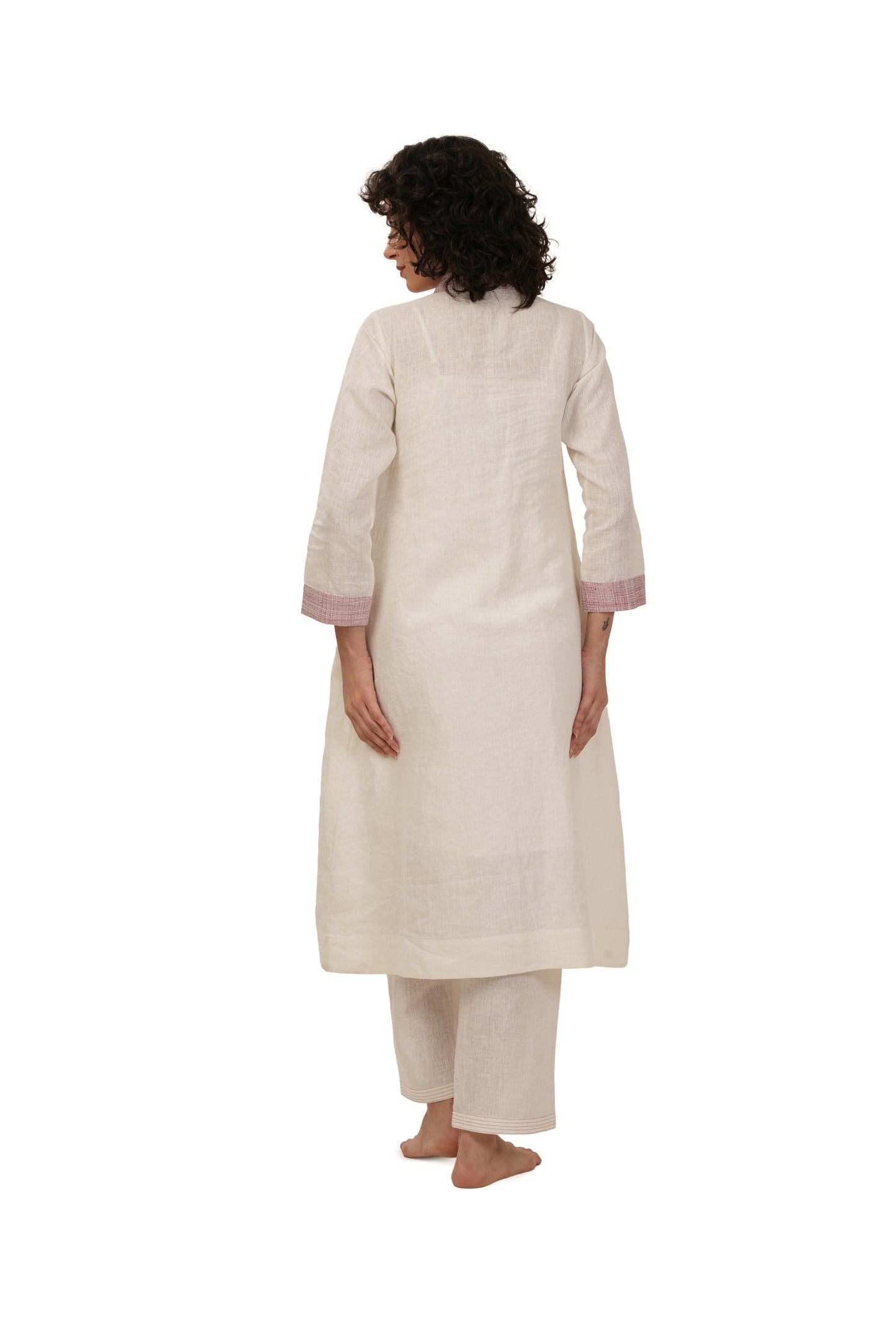 Rough Embroidery Linen Dress Co-ord