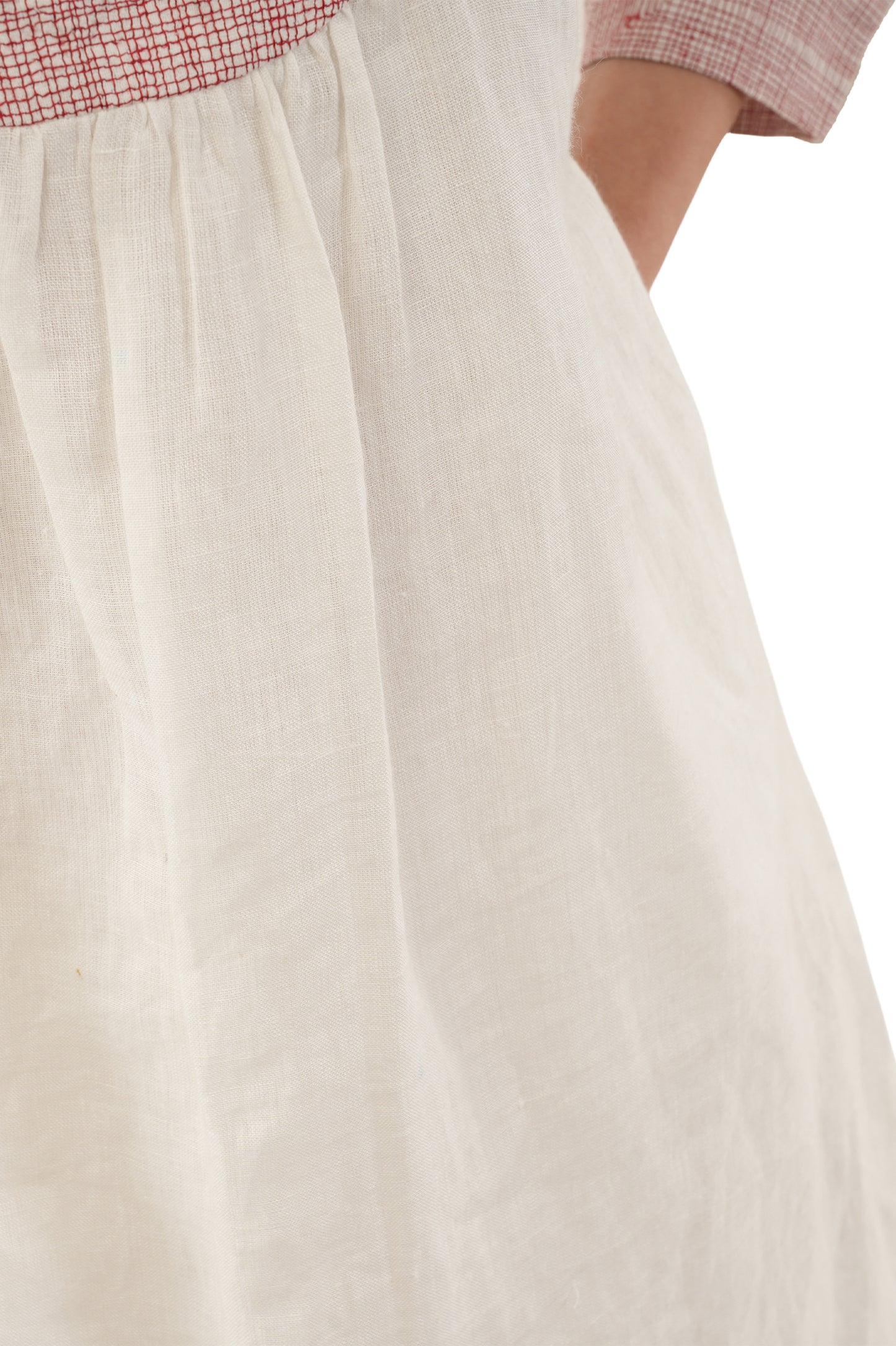 Rough Embroidery Linen Dress Co-ord