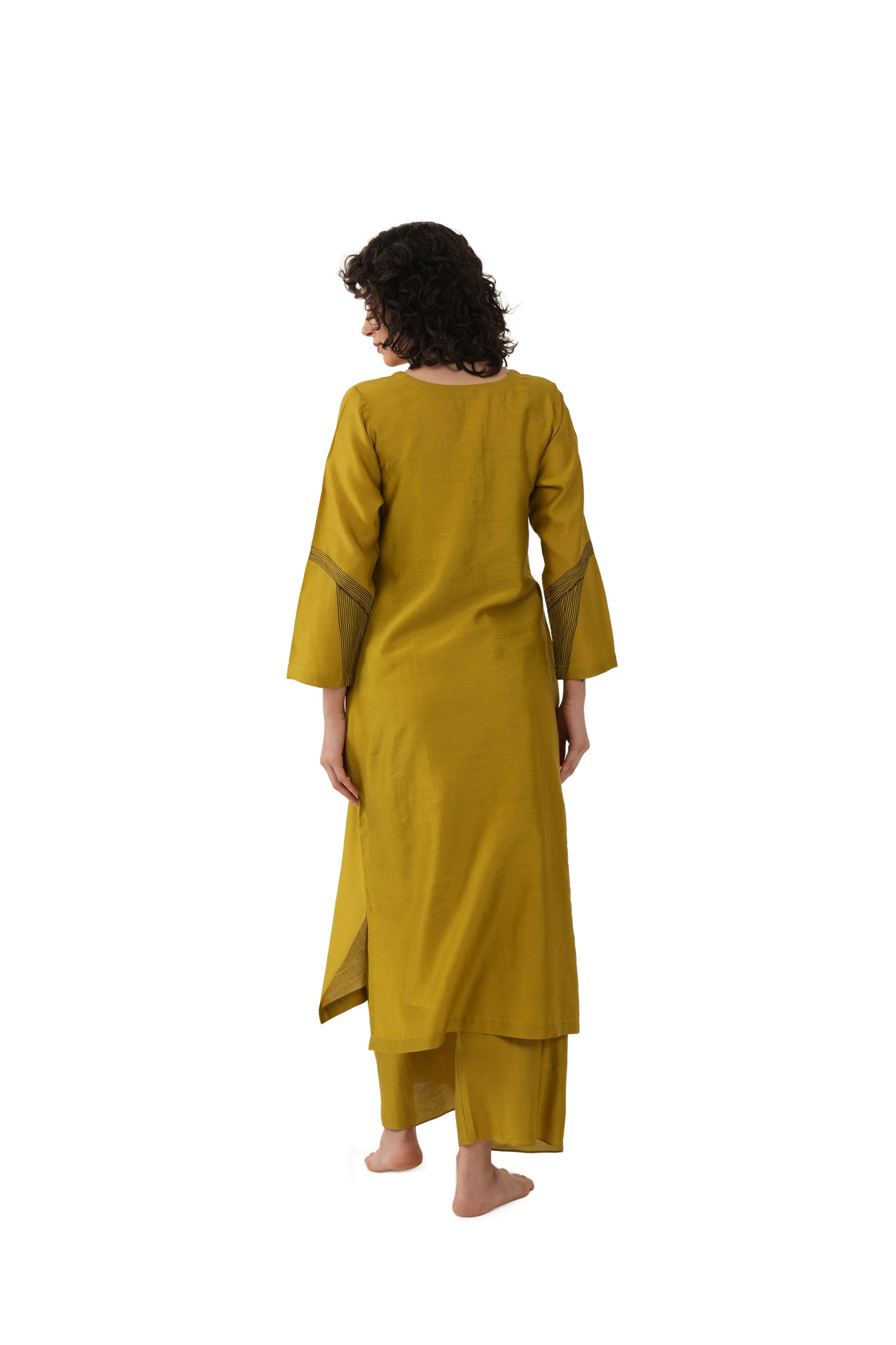Khat olive Green Embroidery Dress with Bottom