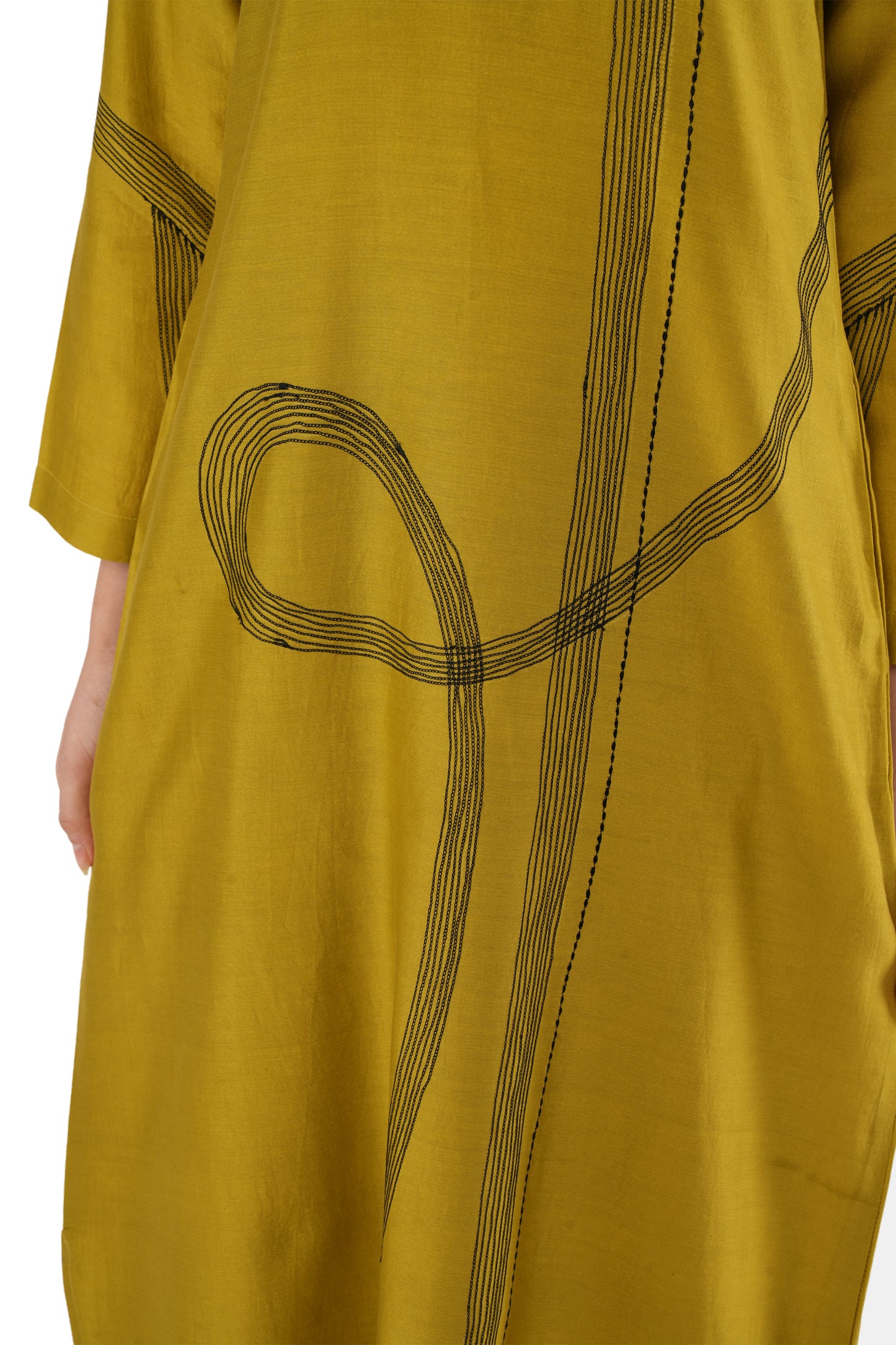 Khat olive Green Embroidery Dress