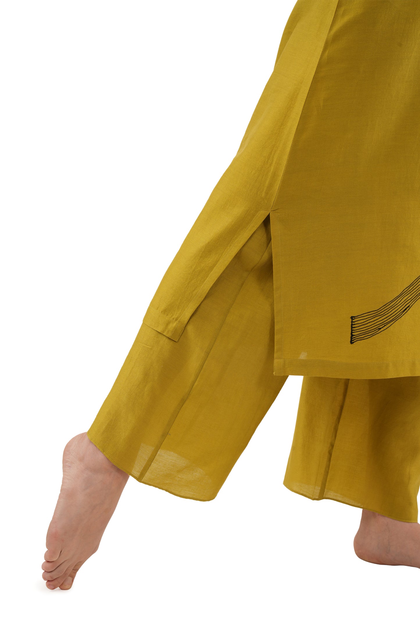 Khat olive Green Embroidery Dress with Bottom