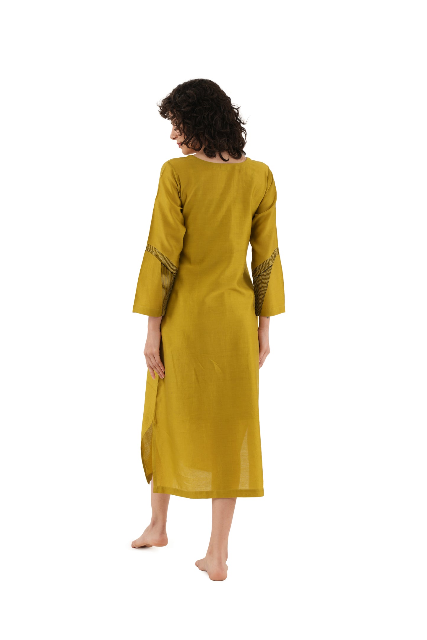 Khat olive Green Embroidery Dress