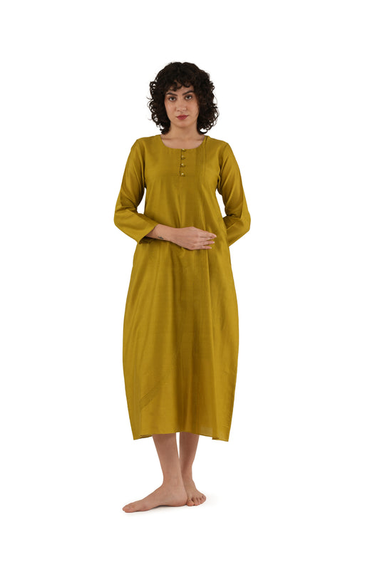 Olive Green Solid Straight Kurta