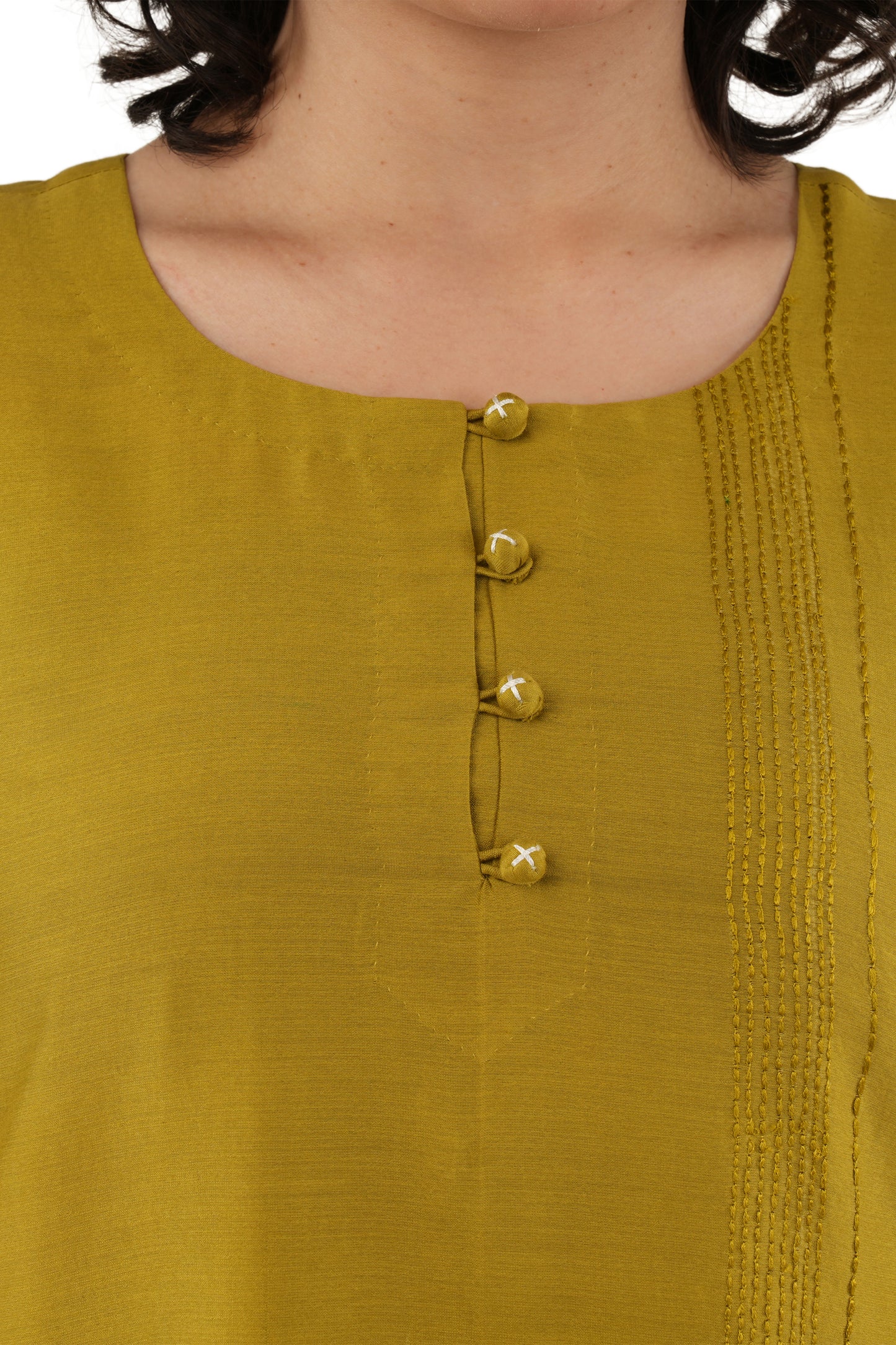 Olive Green Solid Straight Kurta Co-ord