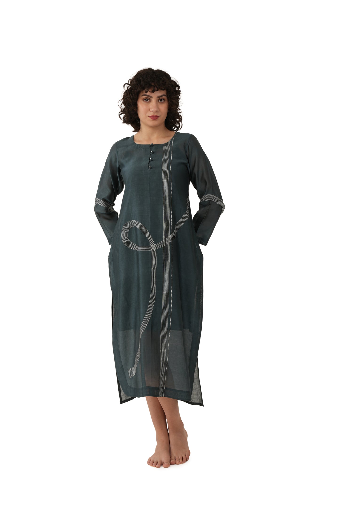 Khat E-Mint Embroidery Dress