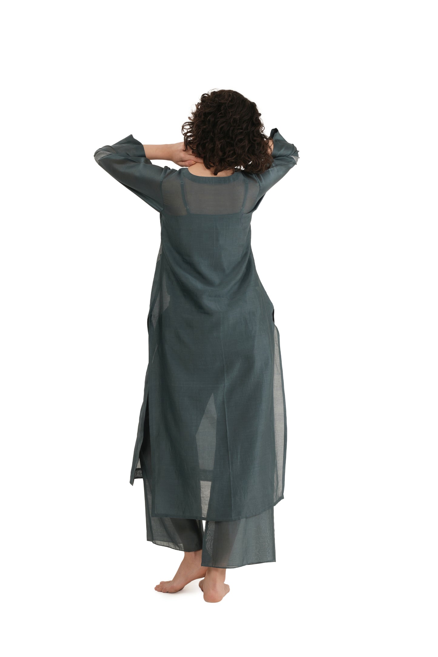 Khat E-Mint Embroidery Dress With Bottom