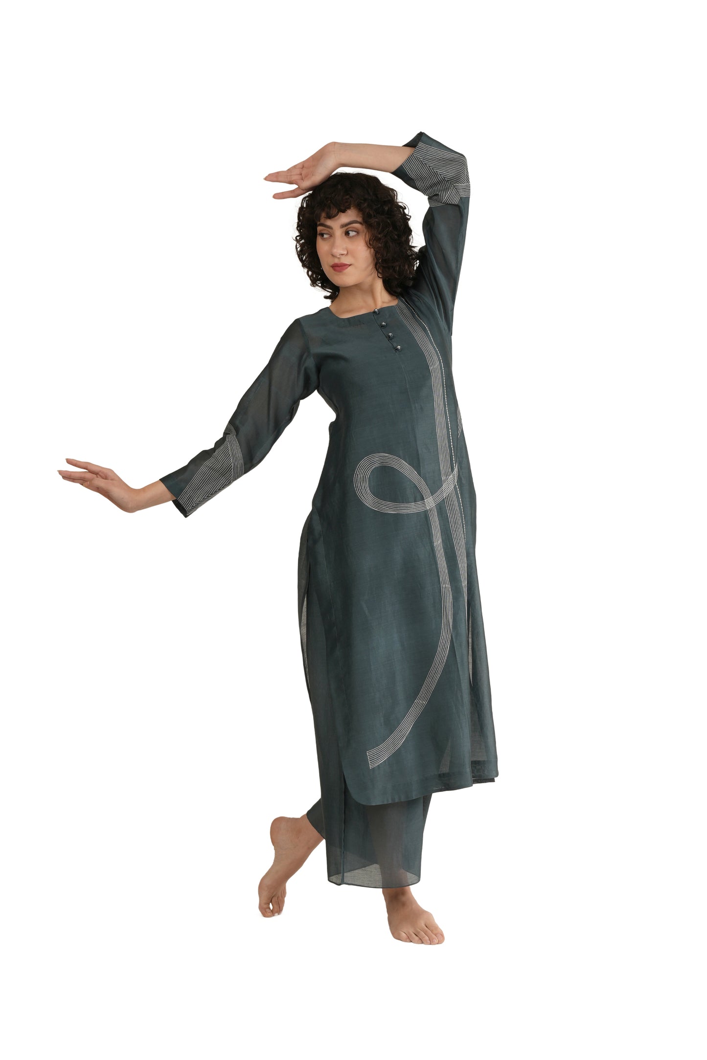 Khat E-Mint Embroidery Dress With Bottom