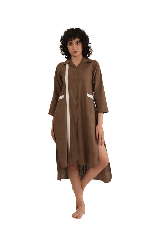 Brown Hand Made Cotton Kurta