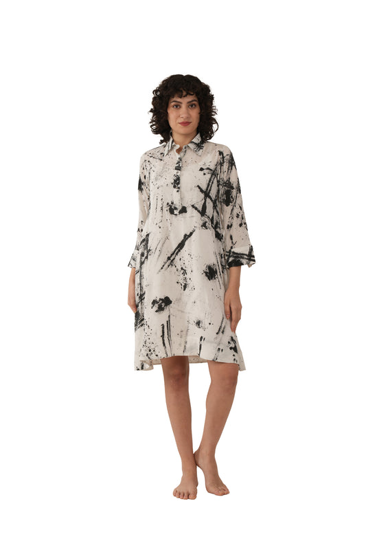 Black Silk Printed Shirt