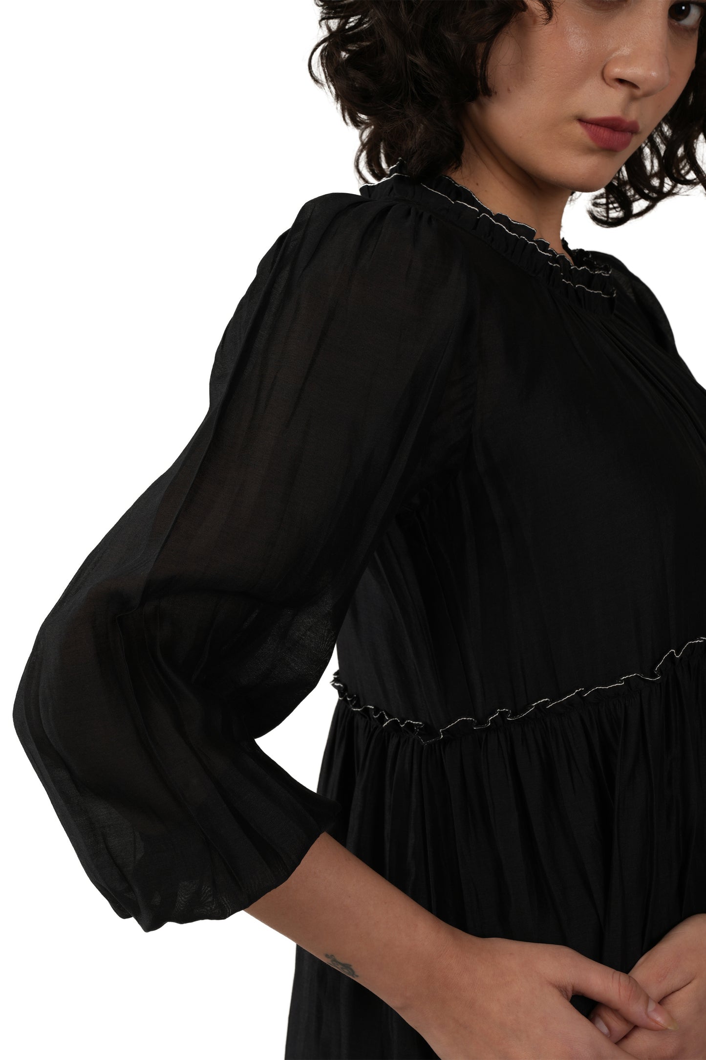 Black Turtle Tier Dress With Bottom