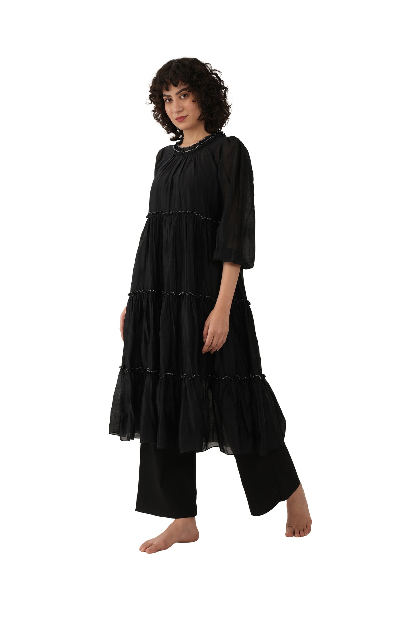 Black Turtle Tier Dress With Bottom
